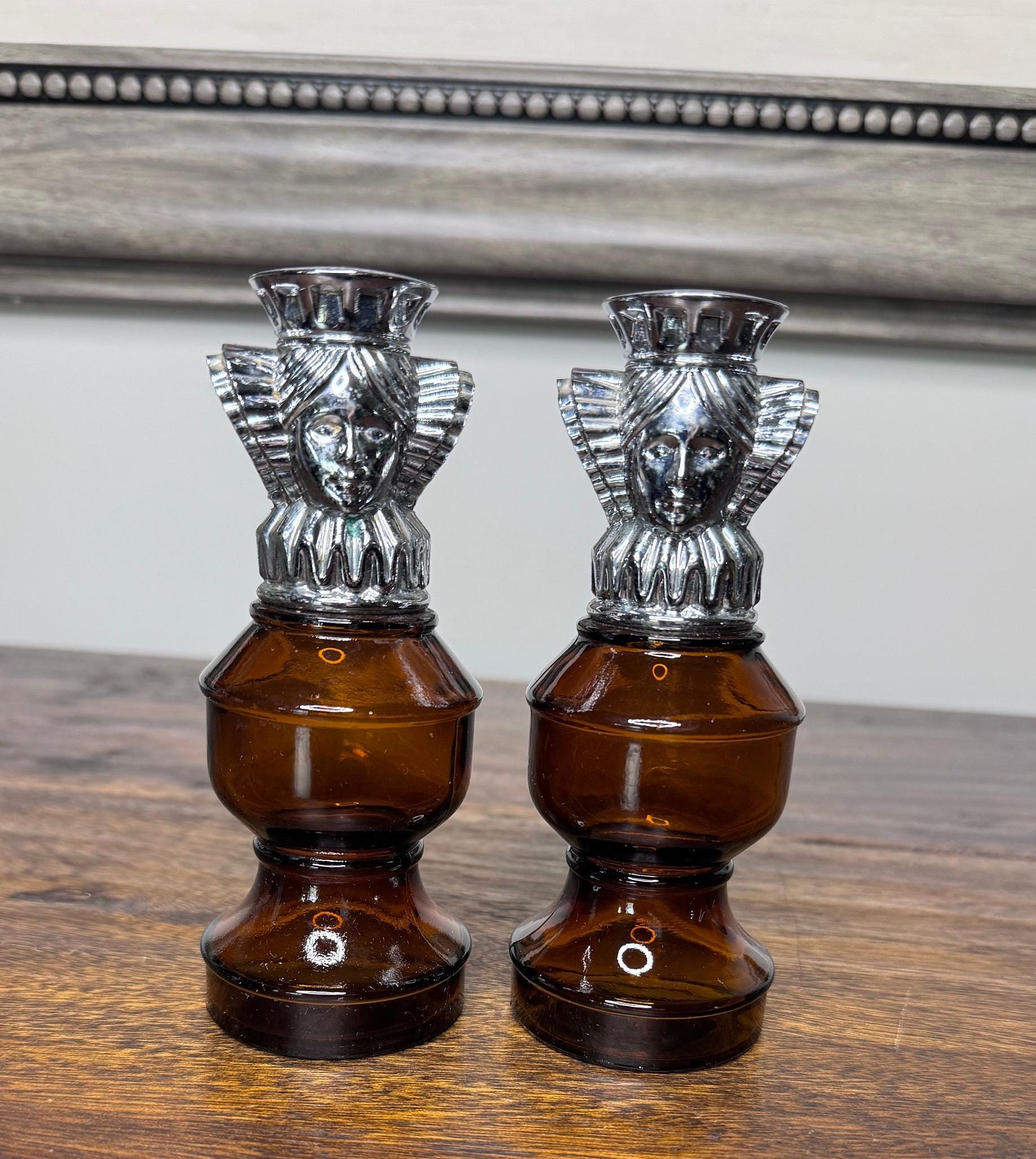 2 vintage 1970’s Avon The Queen Chess Piece Fragrance Bottles