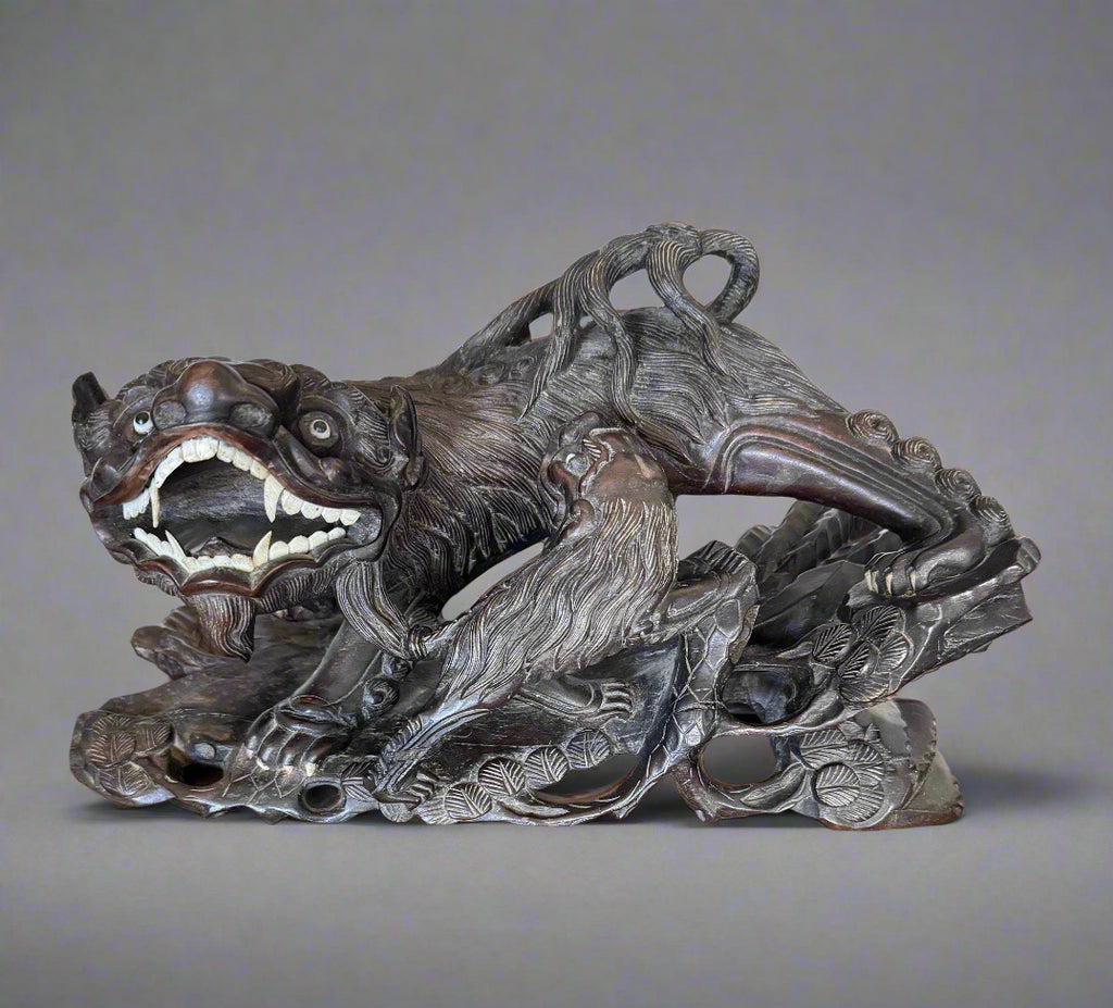 Antique Rosewood Japanese Foo Dog