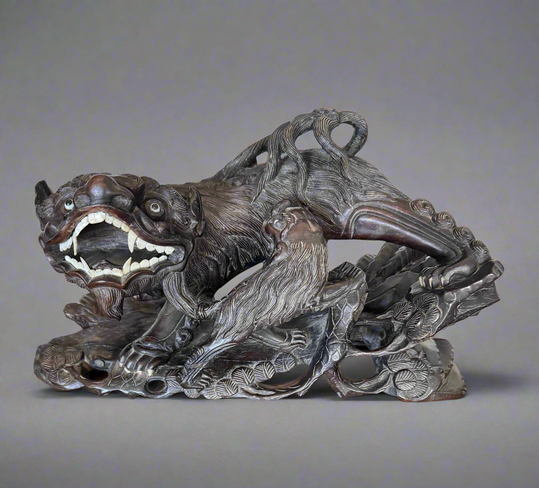 Antique Rosewood Japanese Foo Dog