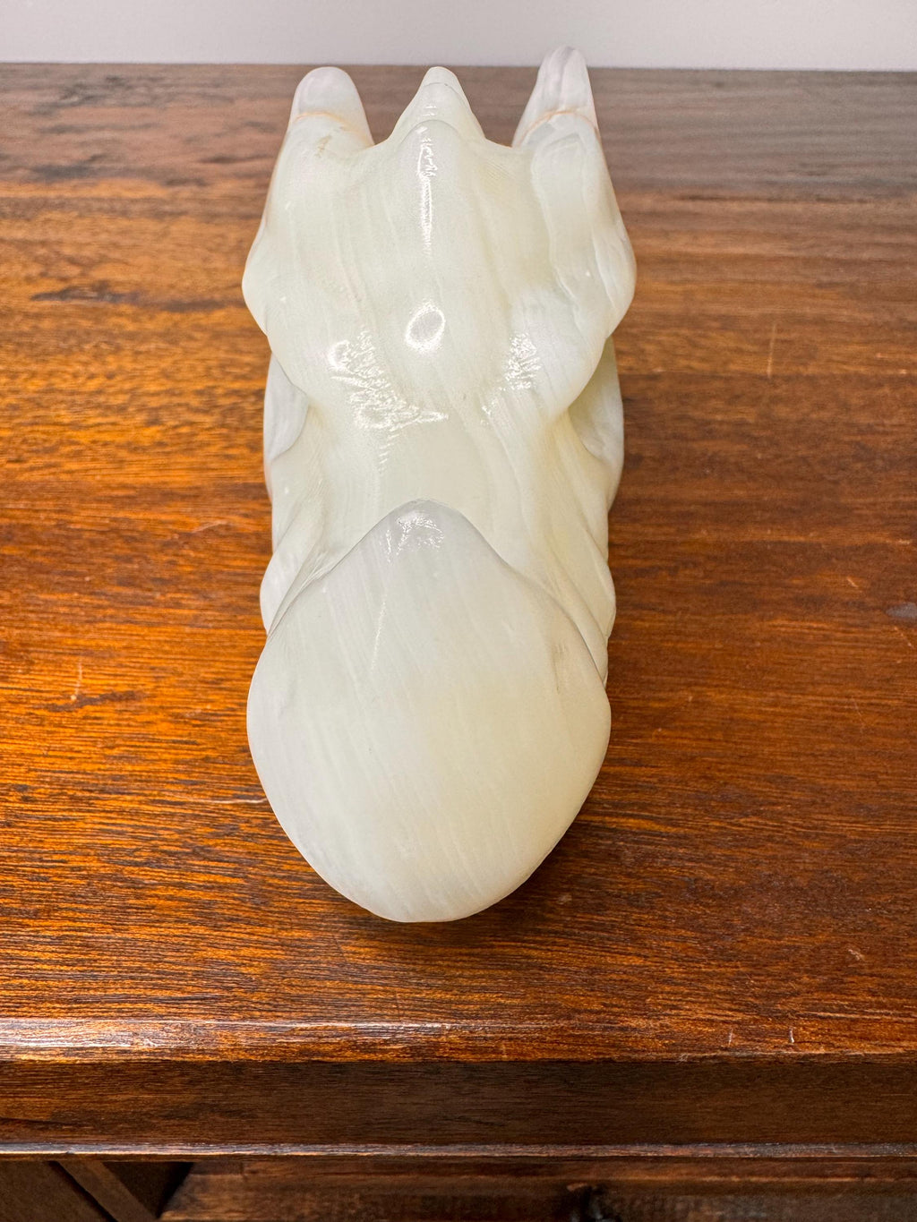 Solid Hand Carved Banded Onyx Dragon Skull