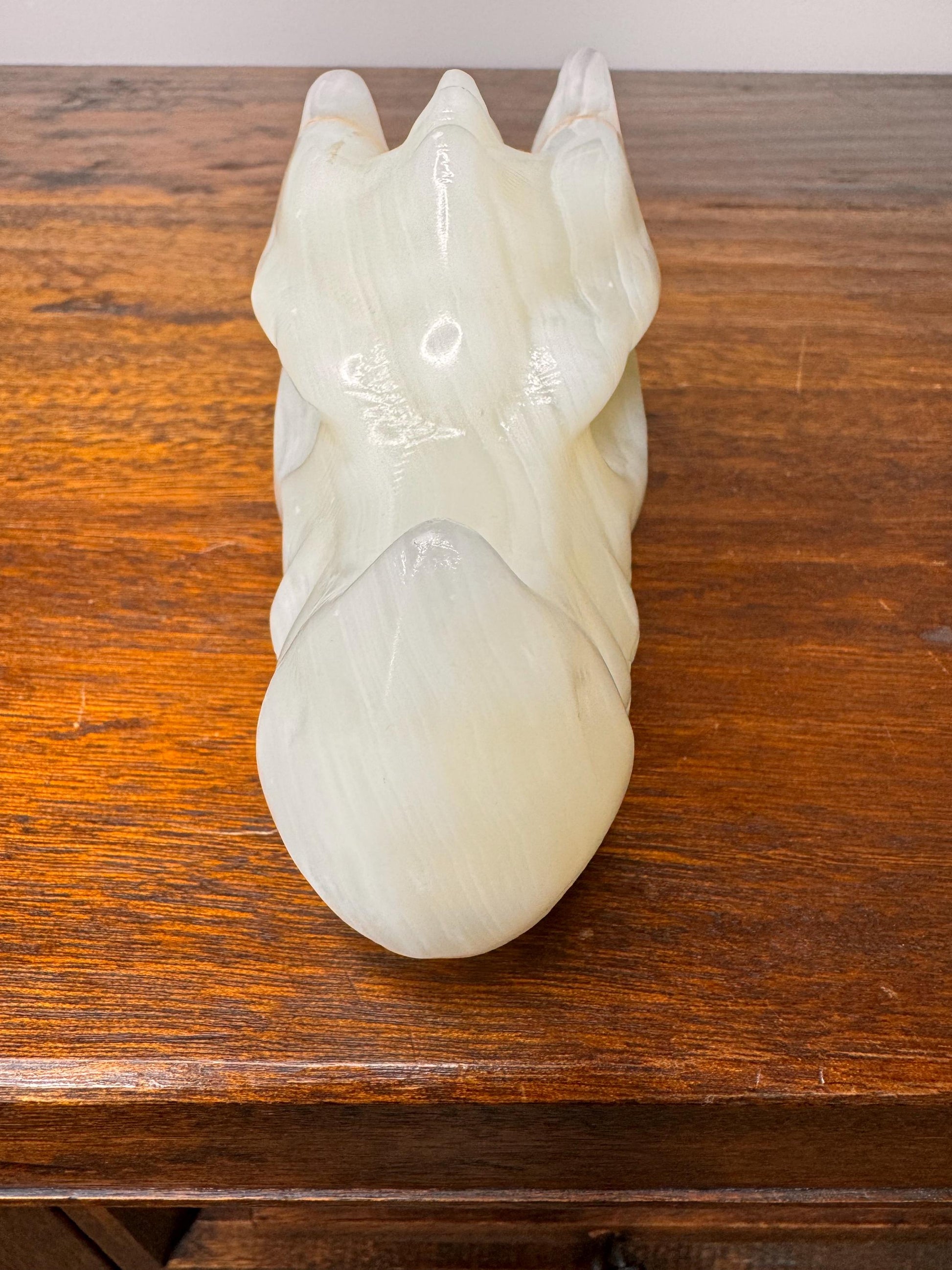 Solid Hand Carved Banded Onyx Dragon Skull