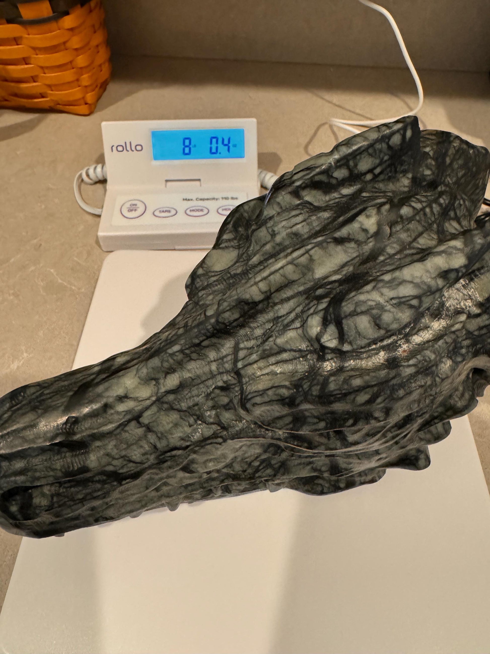 Large Solid Hand Carved Stone Dragon Skull