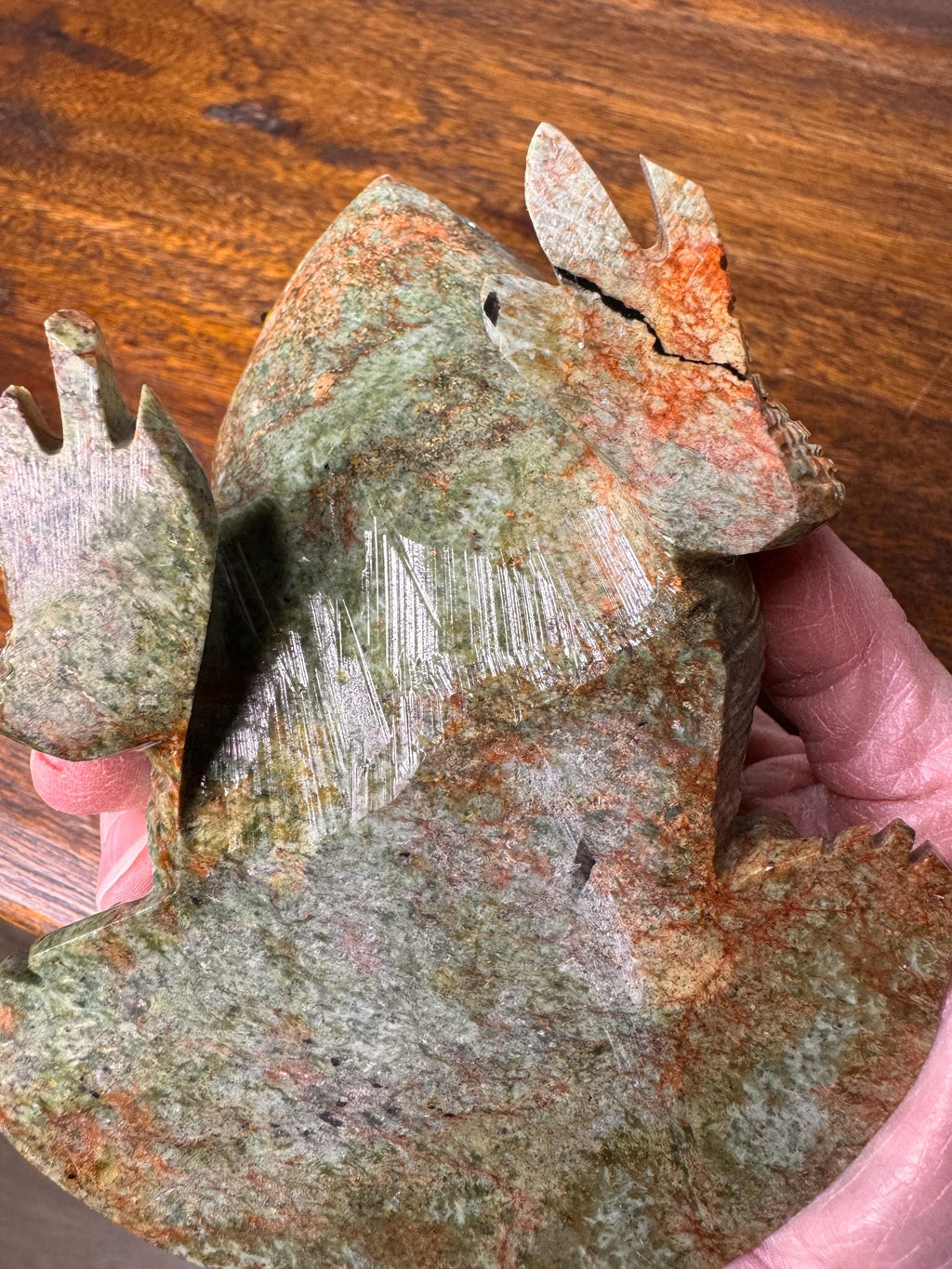 Solid Hand Carved Stone Frog