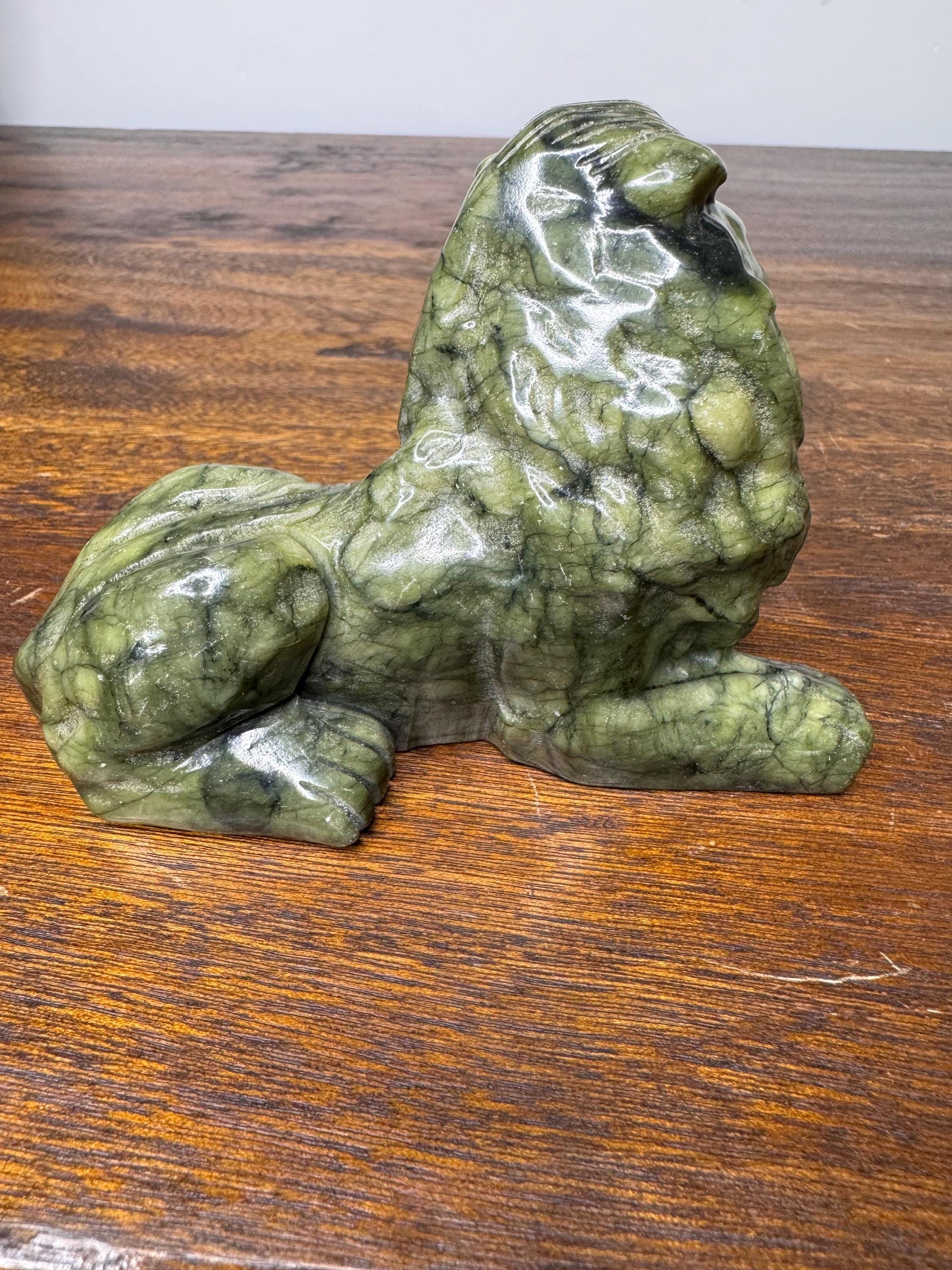 Solid Hand Carved Nephrite Lion