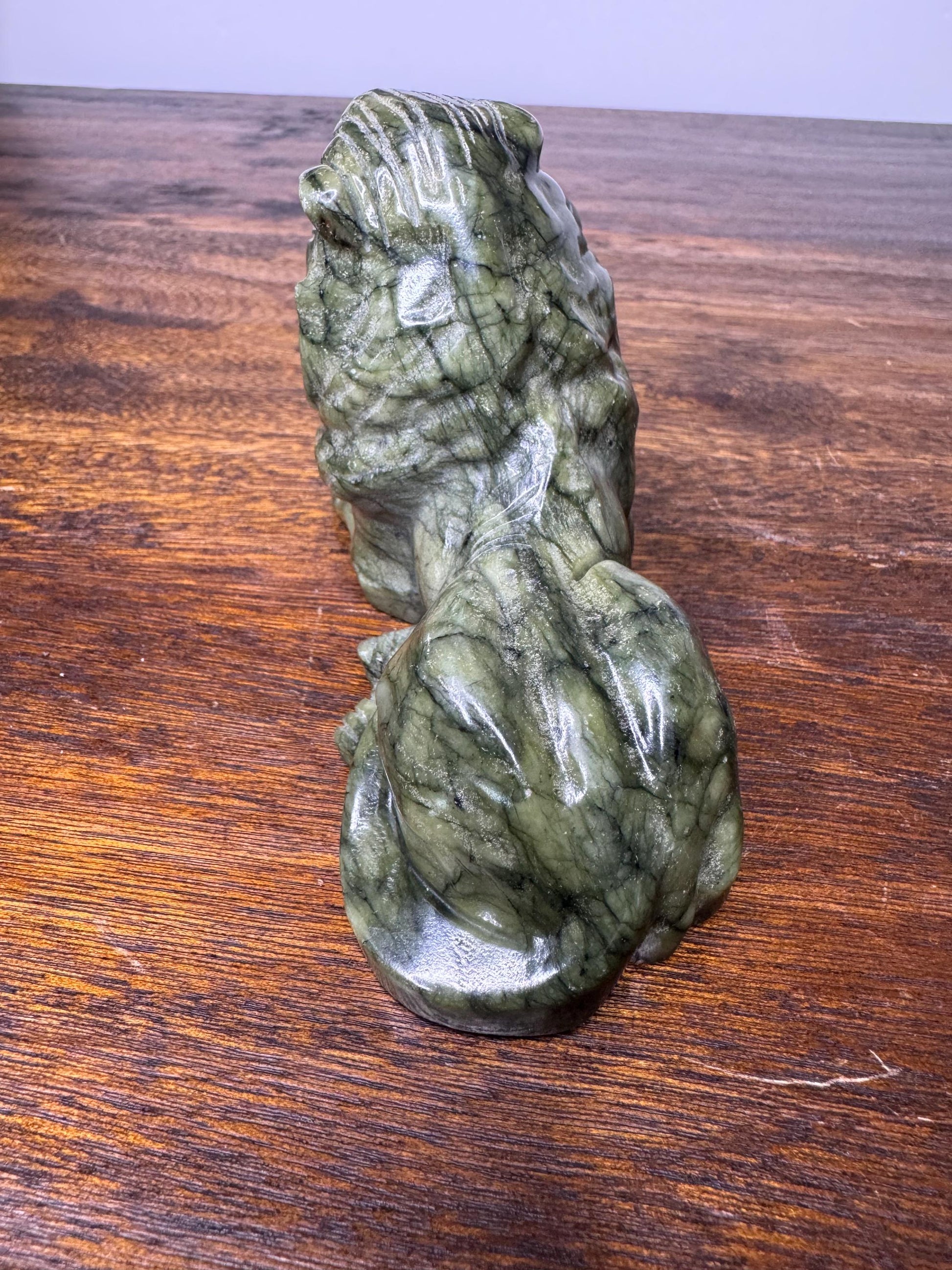Solid Hand Carved Nephrite Lion