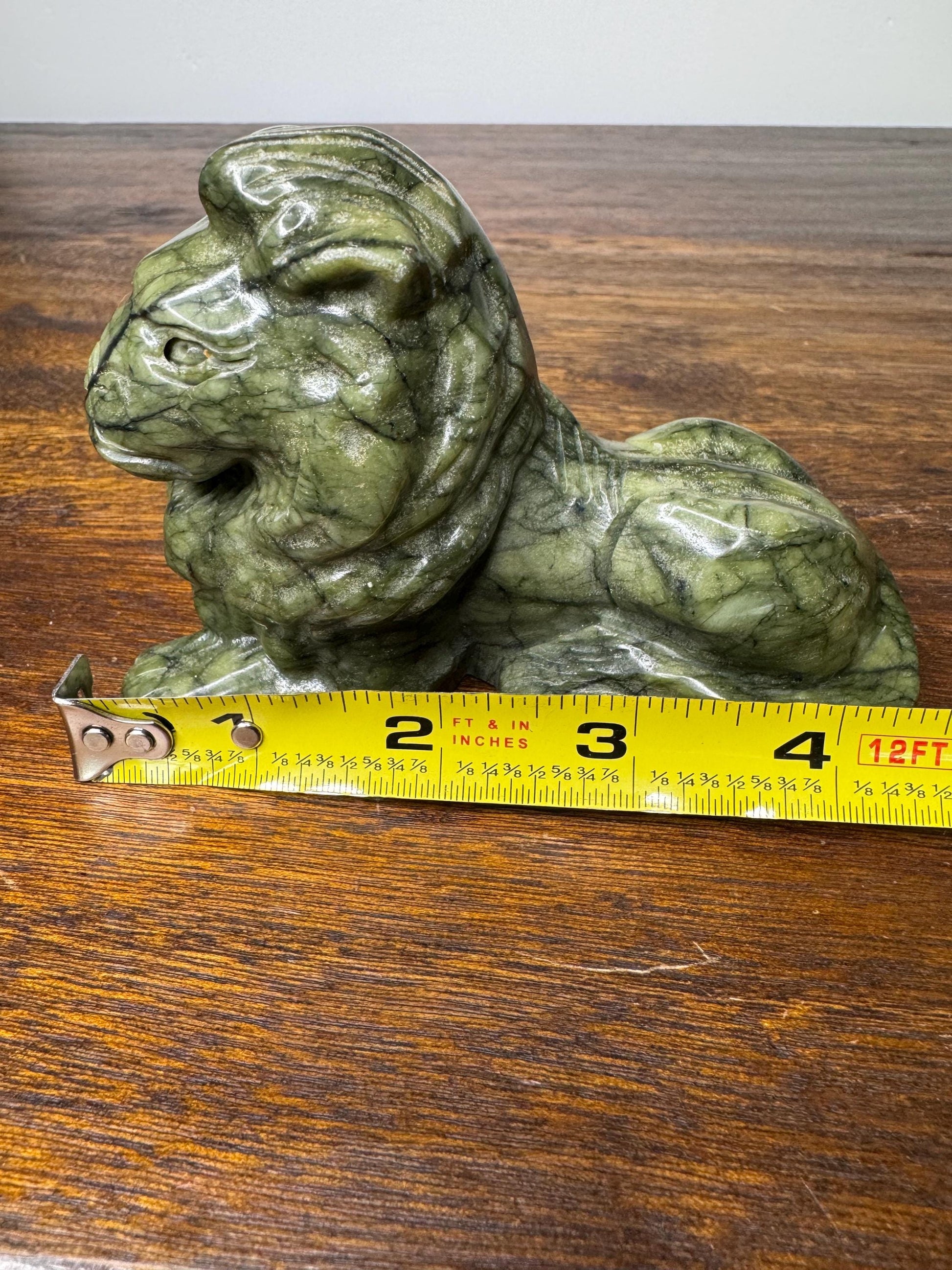 Solid Hand Carved Nephrite Lion
