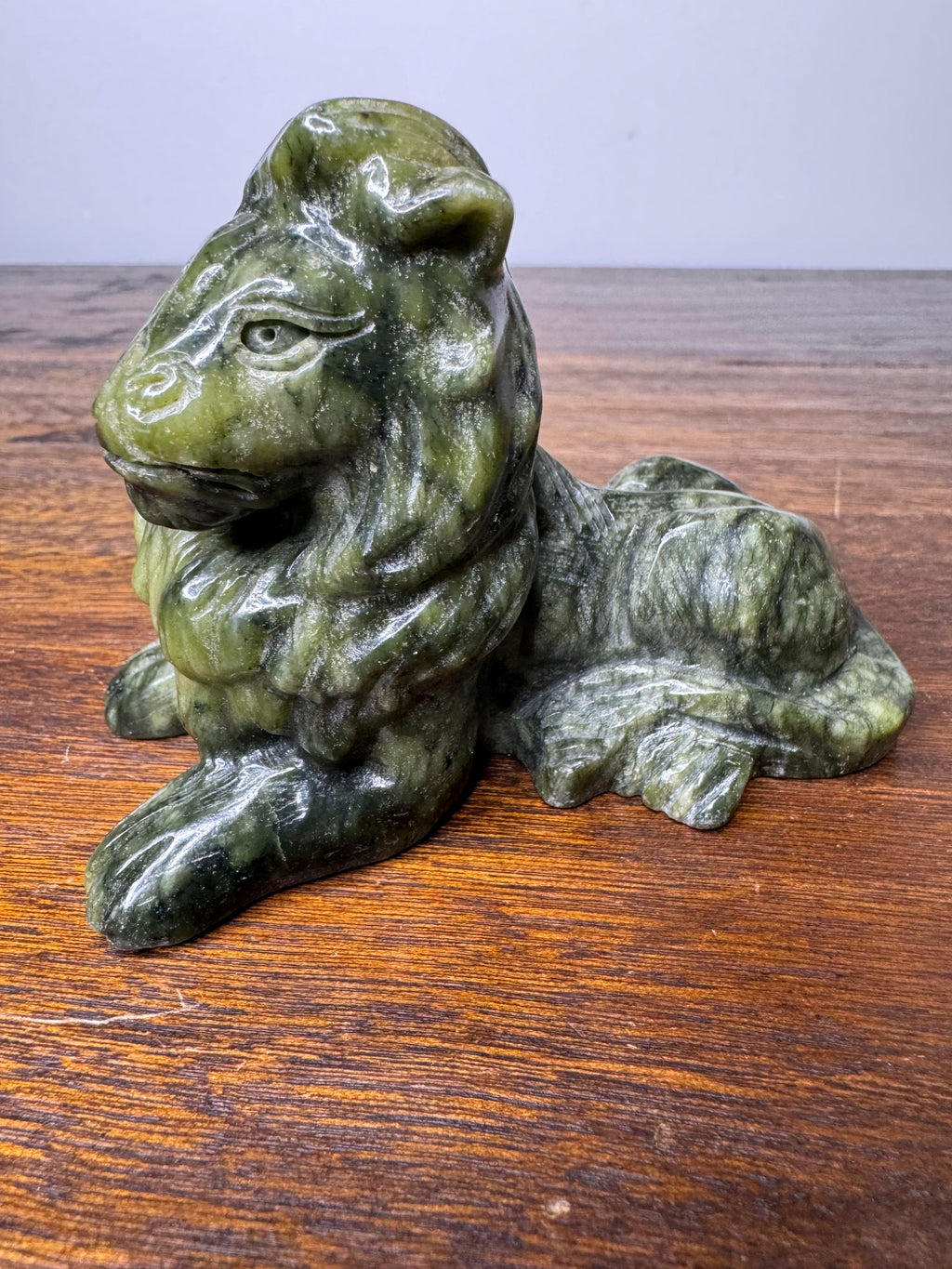Solid Hand Carved Nephrite Lion