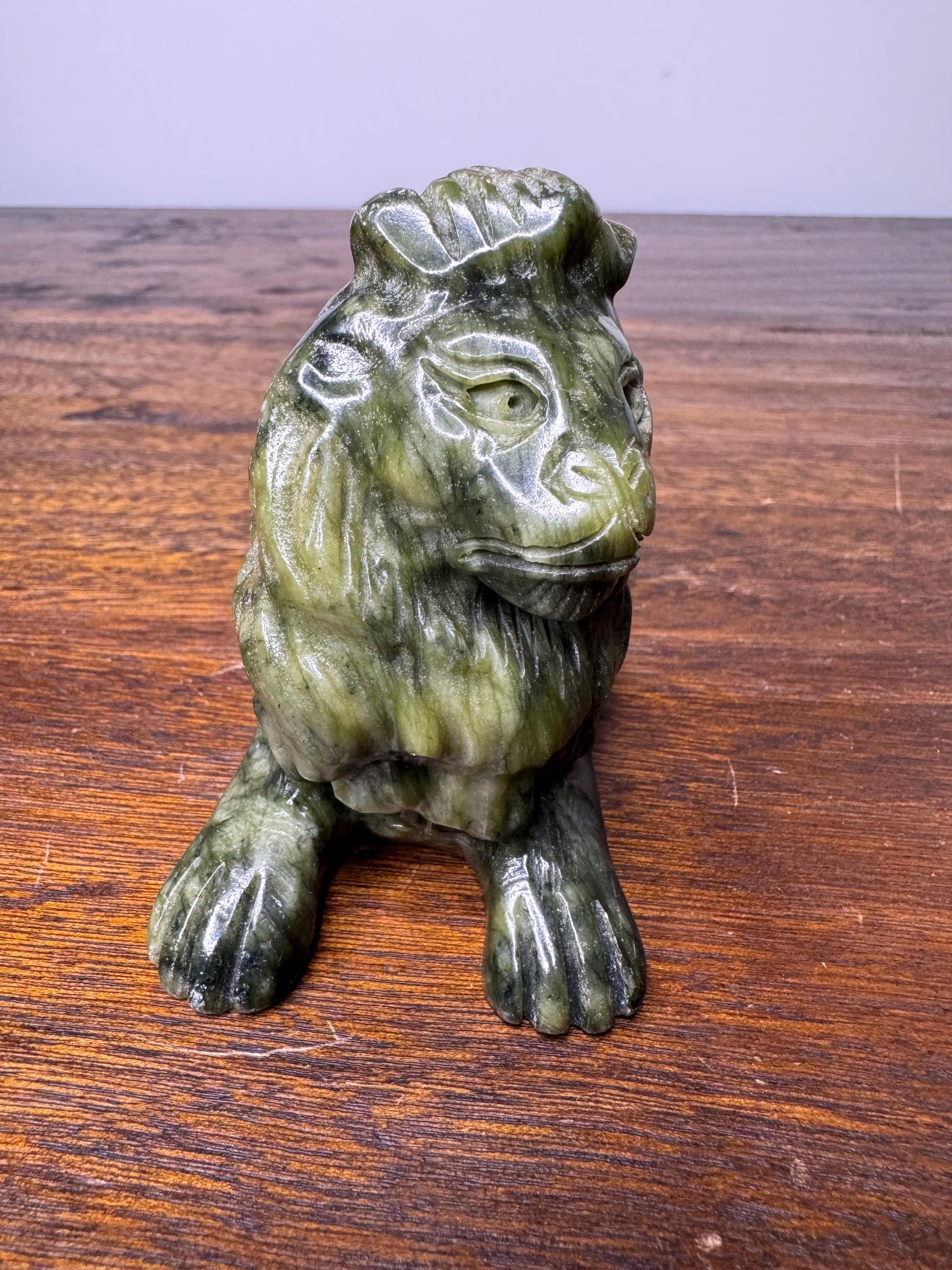 Solid Hand Carved Nephrite Lion