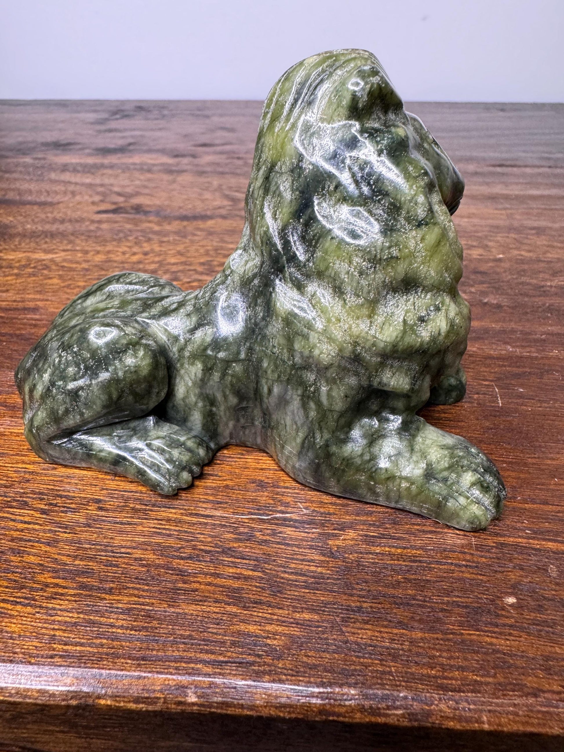 Solid Hand Carved Nephrite Lion