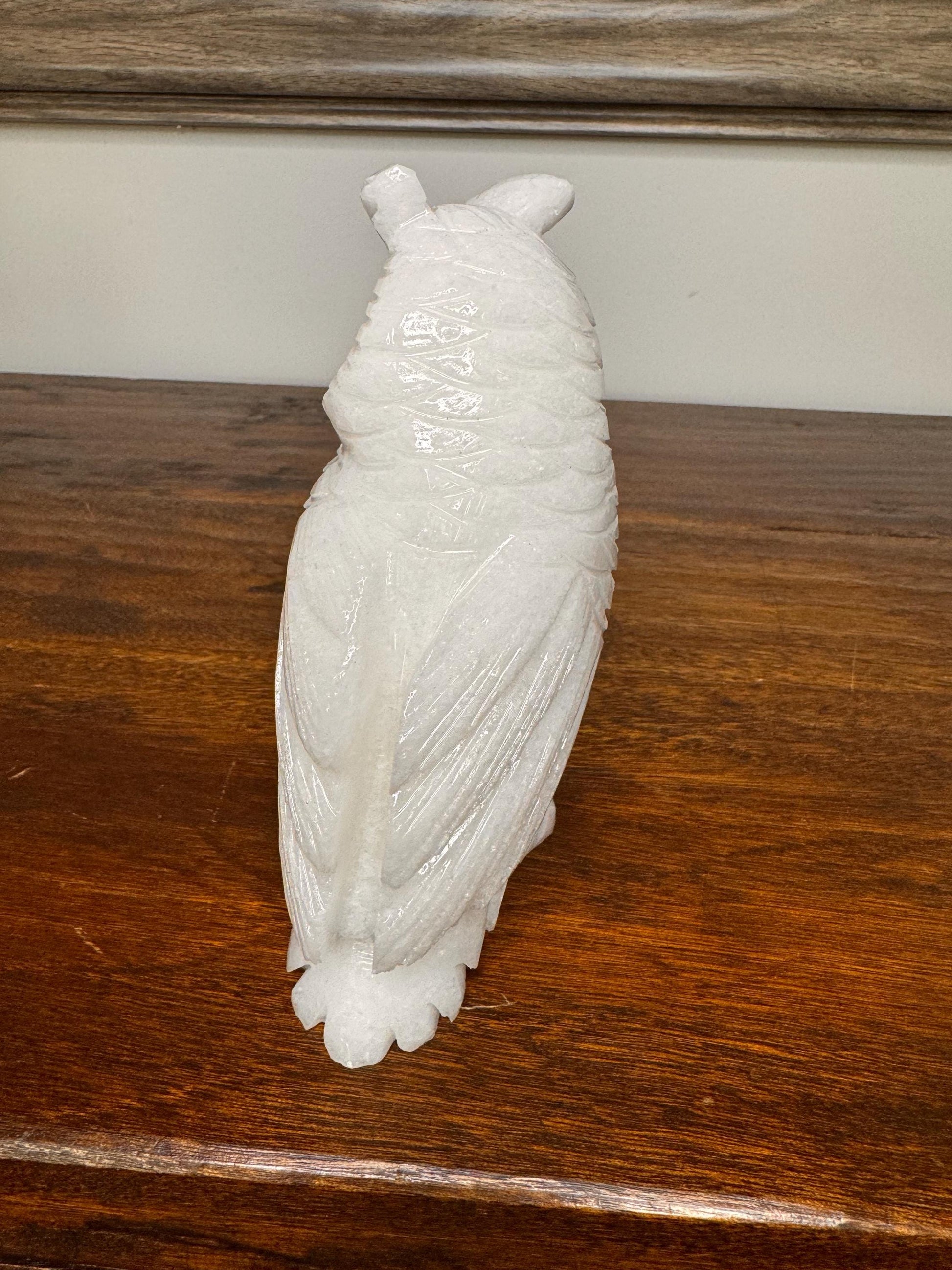 Solid Stone Hand Carved Owl