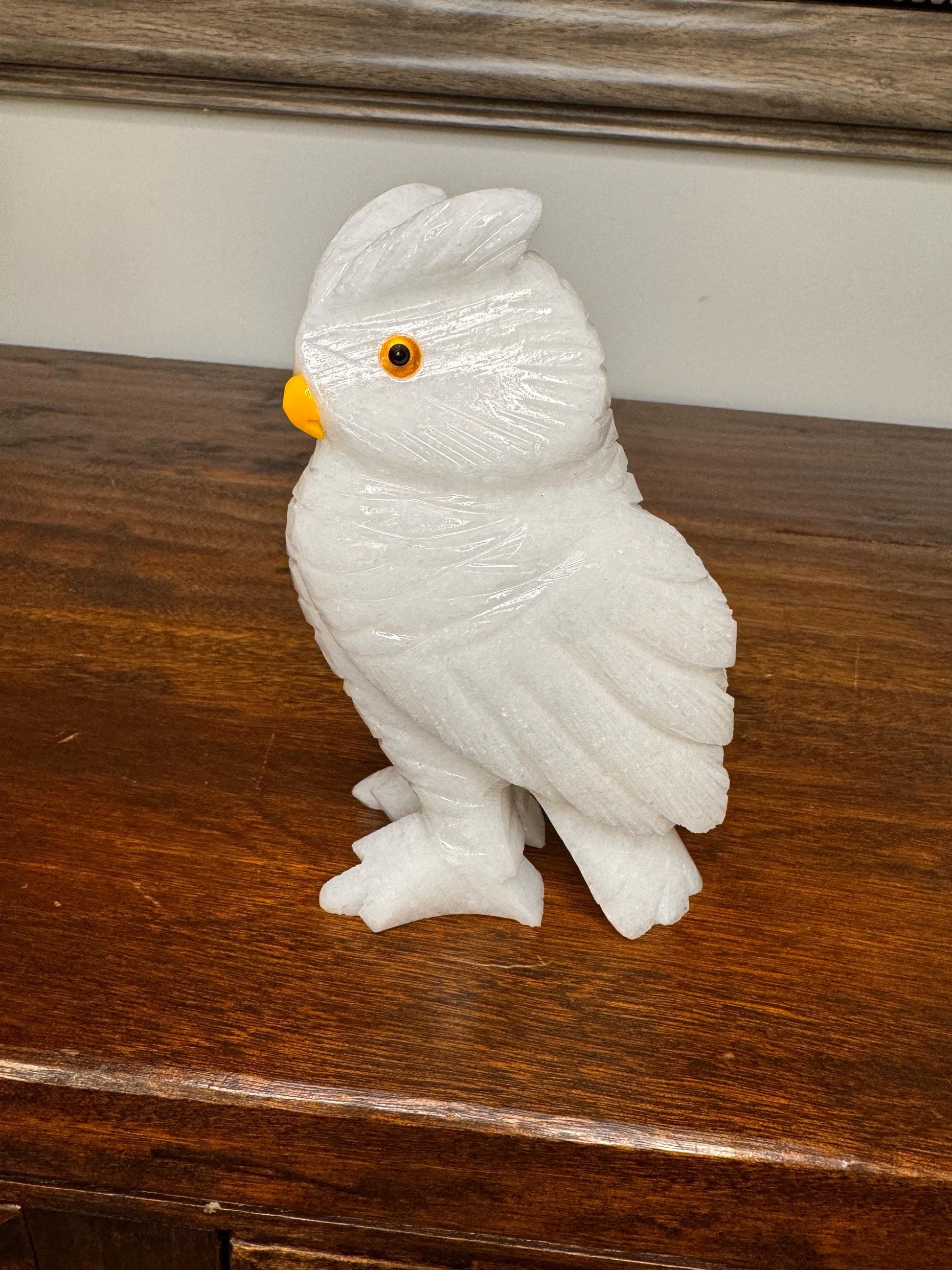 Solid Stone Hand Carved Owl