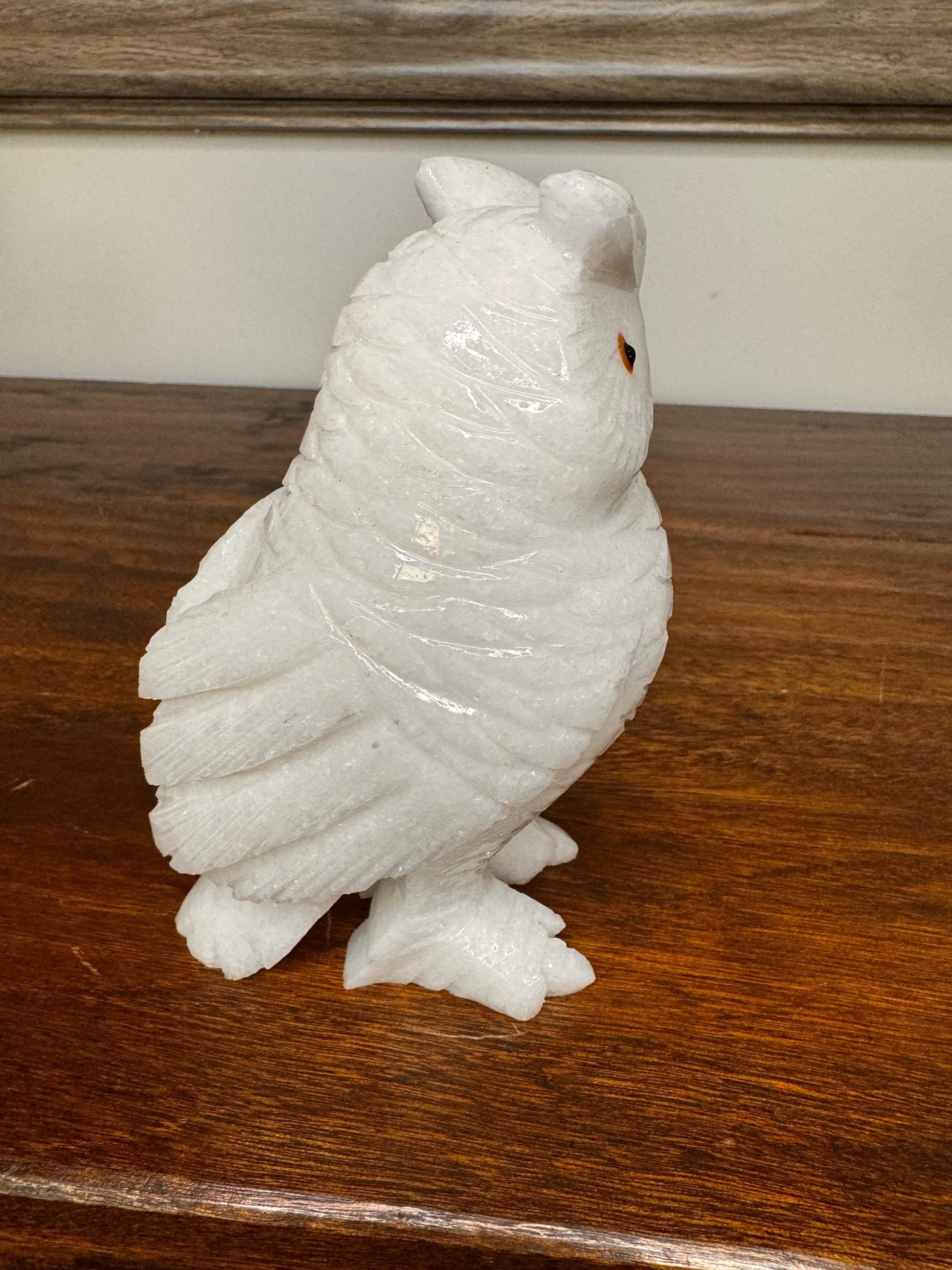 Solid Stone Hand Carved Owl