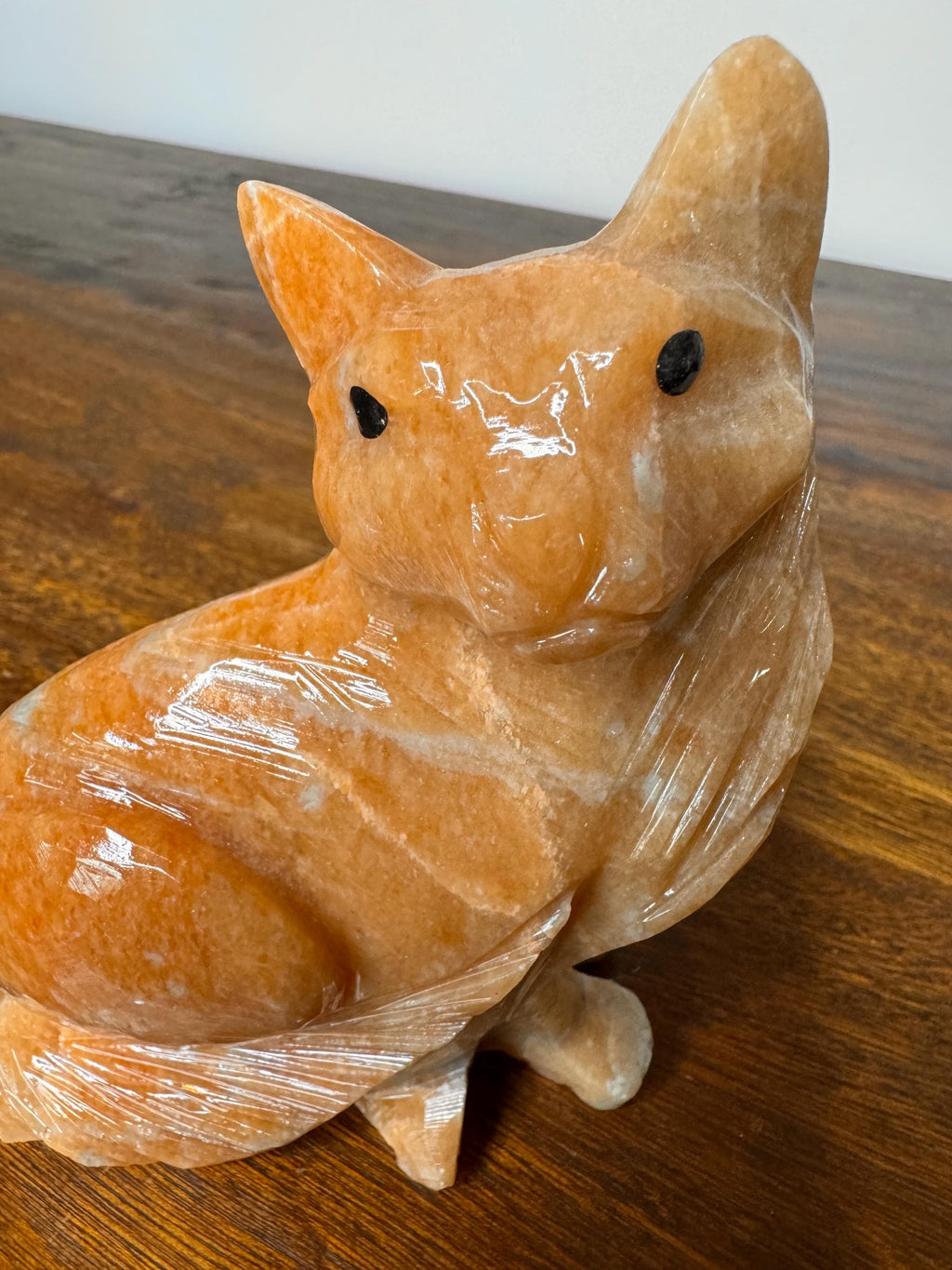 Solid Stone Hand Carved Tabby Cat