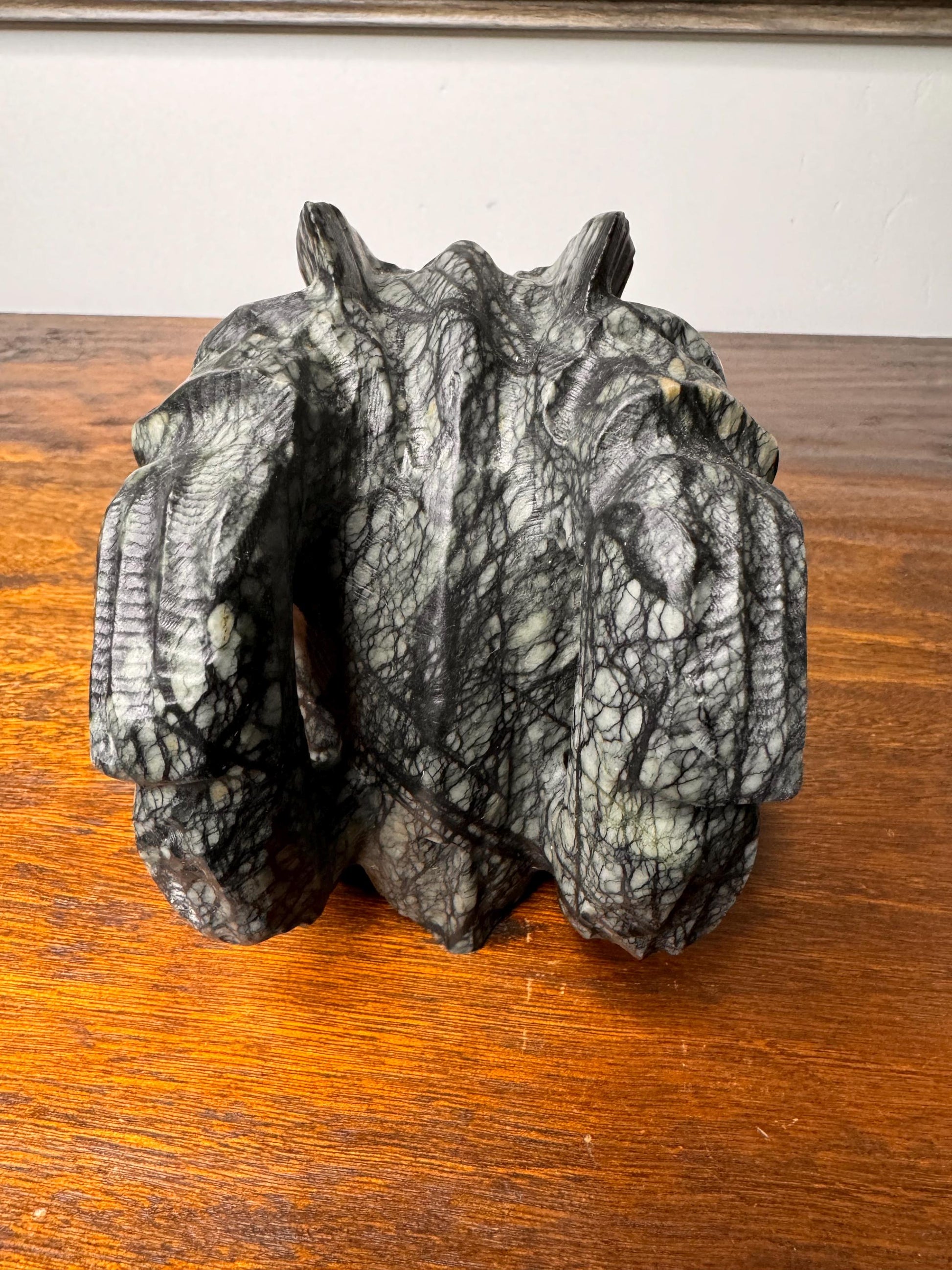 Large Solid Hand Carved Stone Dragon Skull