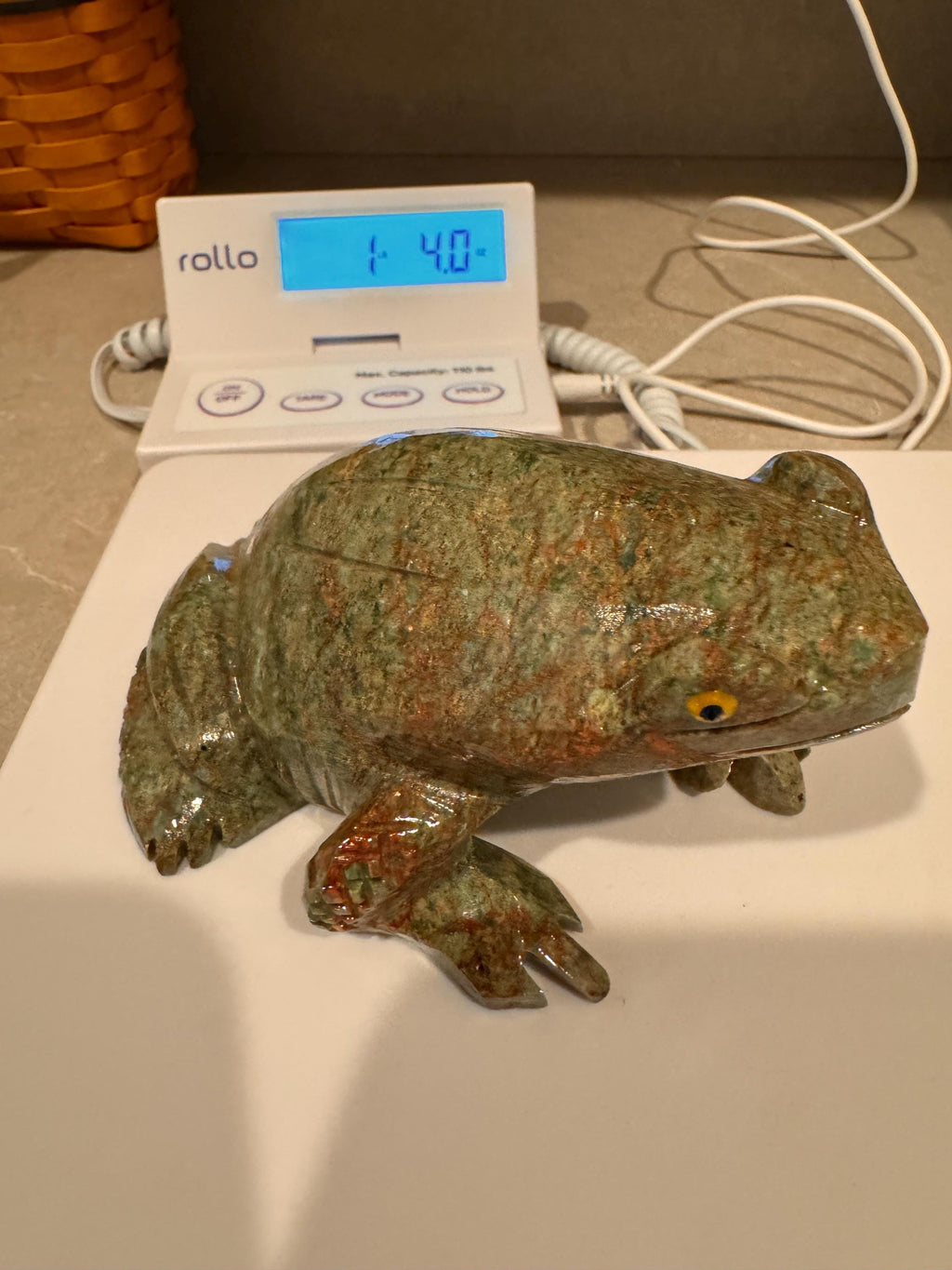 Solid Hand Carved Stone Frog