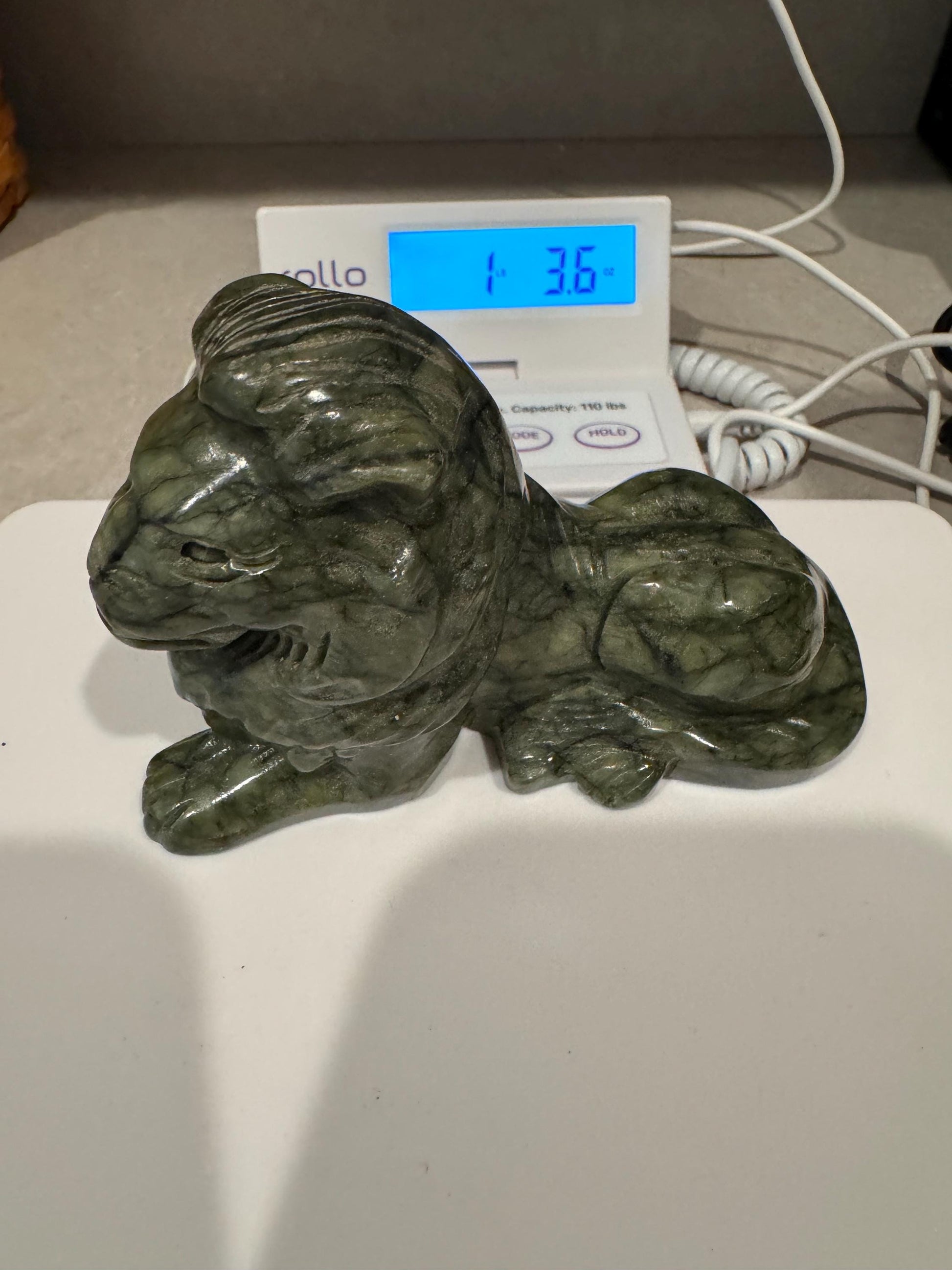 Solid Hand Carved Nephrite Lion