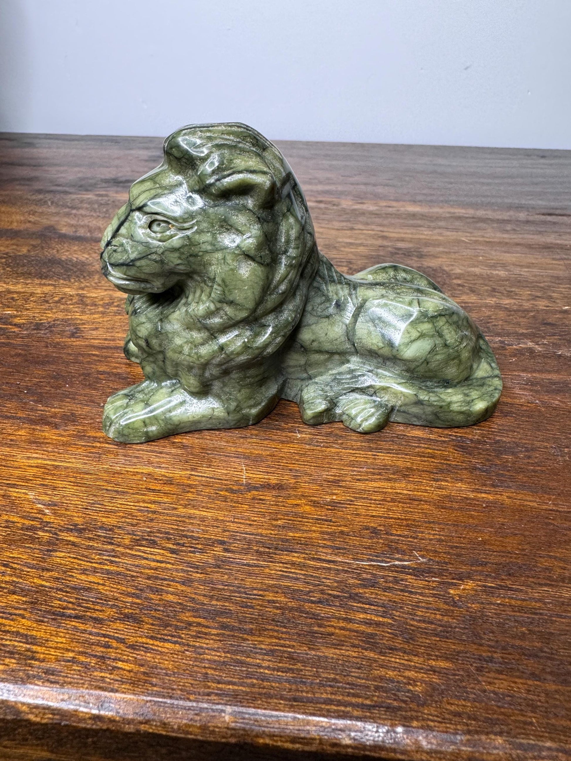 Solid Hand Carved Nephrite Lion