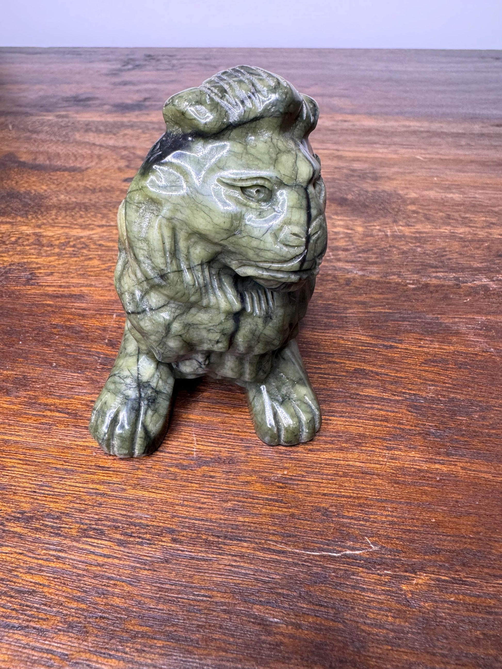Solid Hand Carved Nephrite Lion