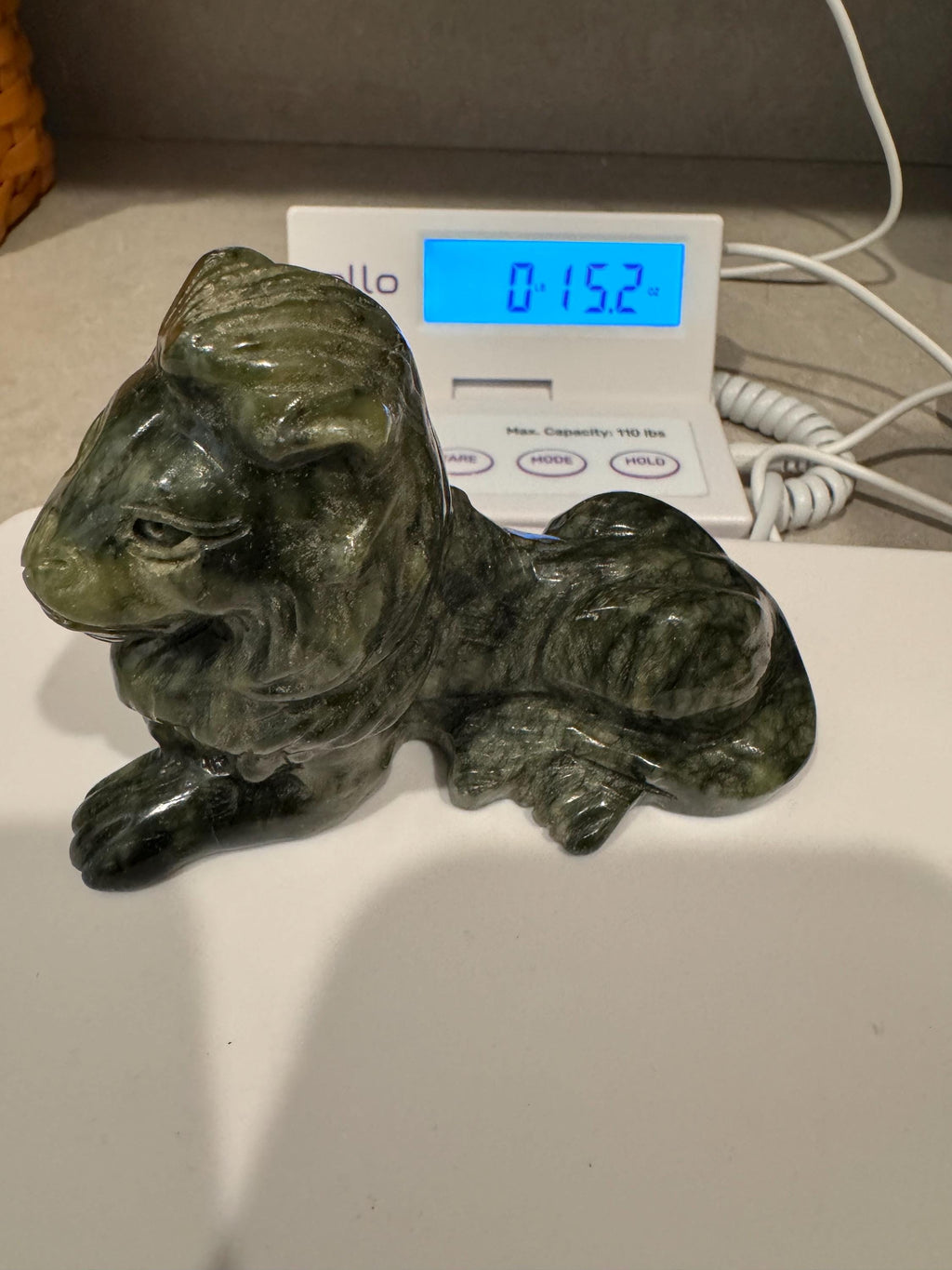 Solid Hand Carved Nephrite Lion