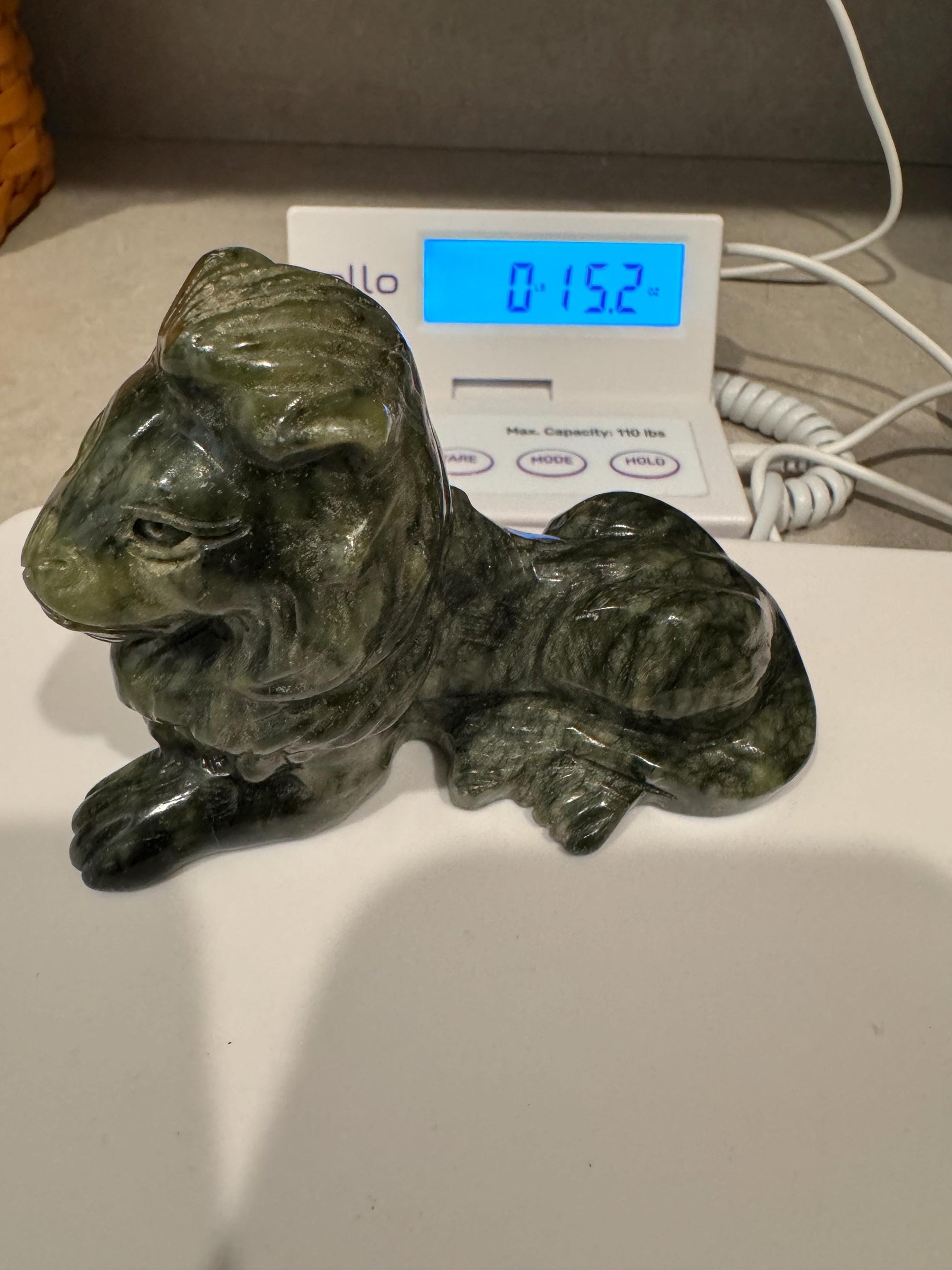 Solid Hand Carved Nephrite Lion