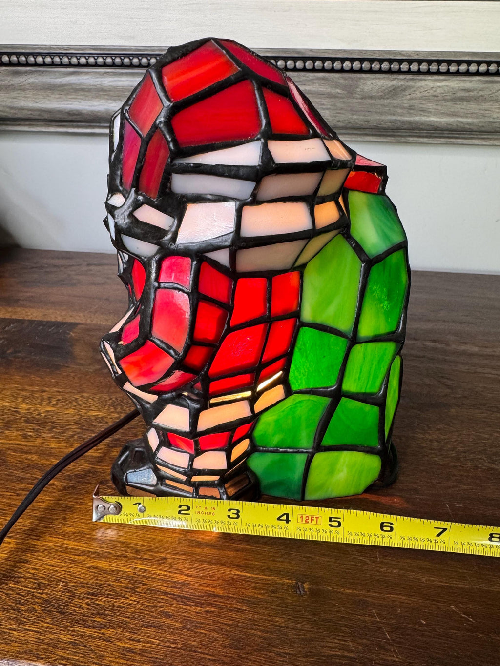 Vintage Meyada Tiffany Mosaic Santa Tablelamp