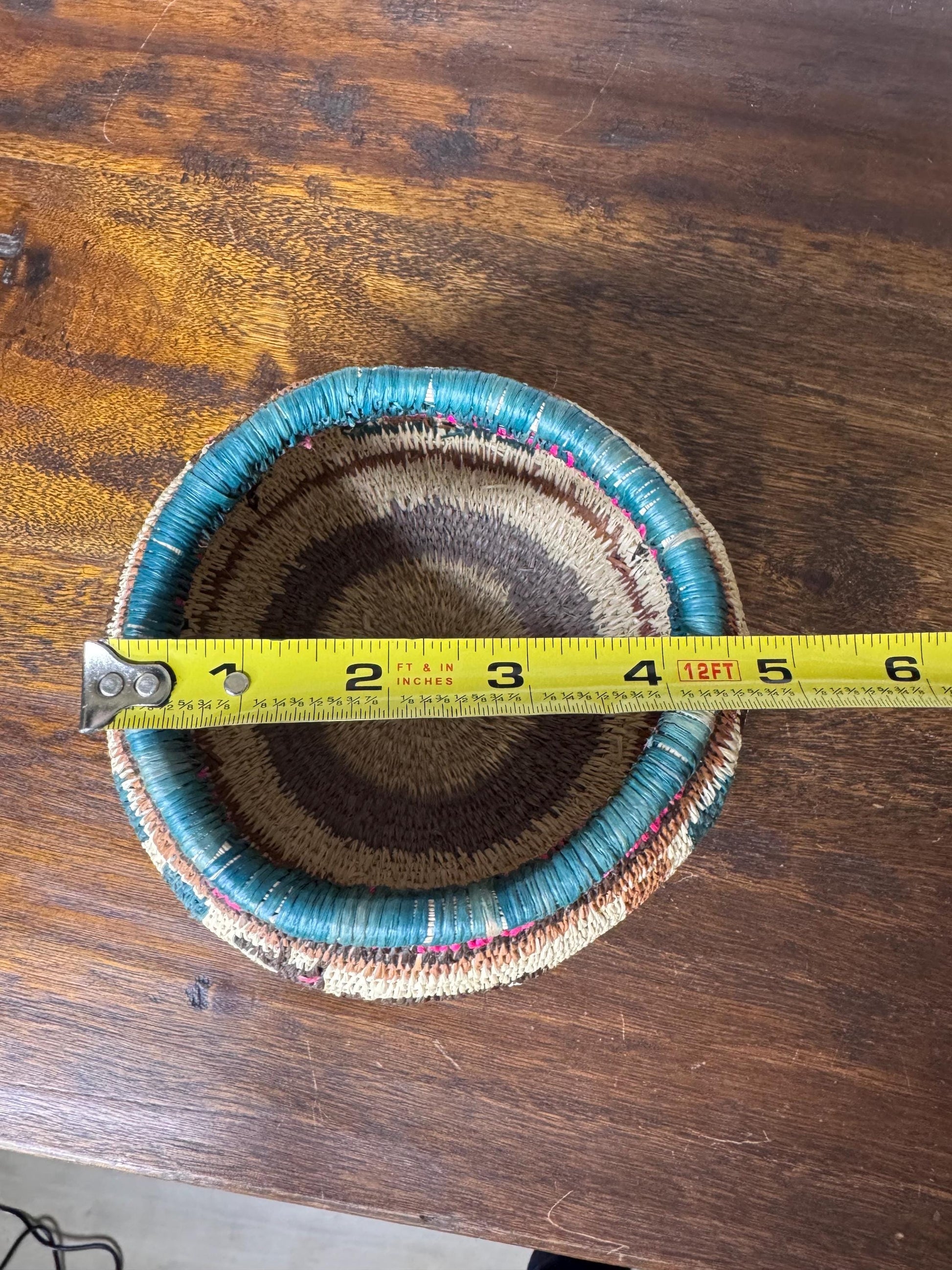 Colorful Hand Woven Bowl/ Origin Unknown