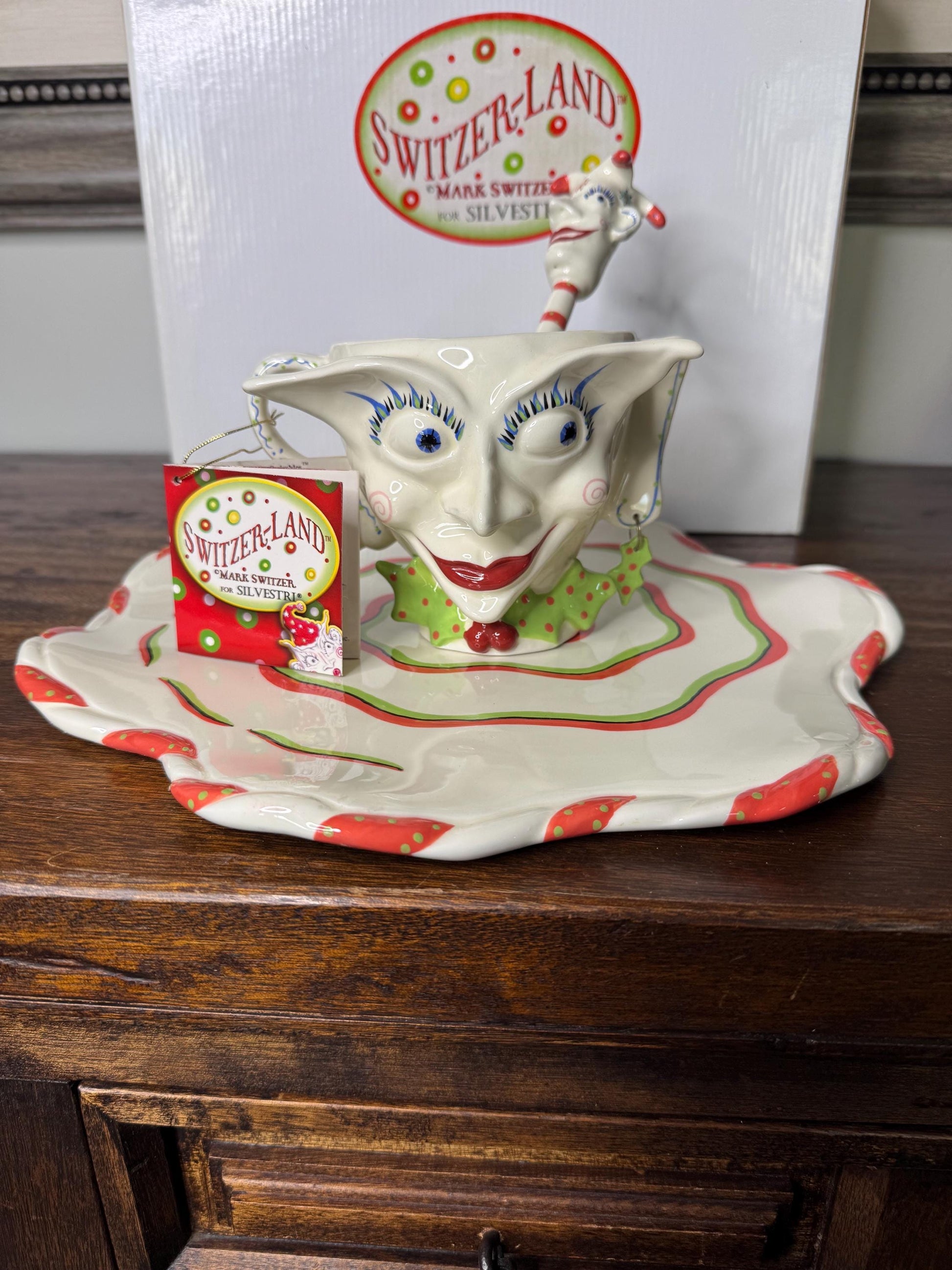 Mark Switzer Switzer-Land for Silvestri Christmas Jester Chip and Dip Set w/ Original Packaging and Tag.