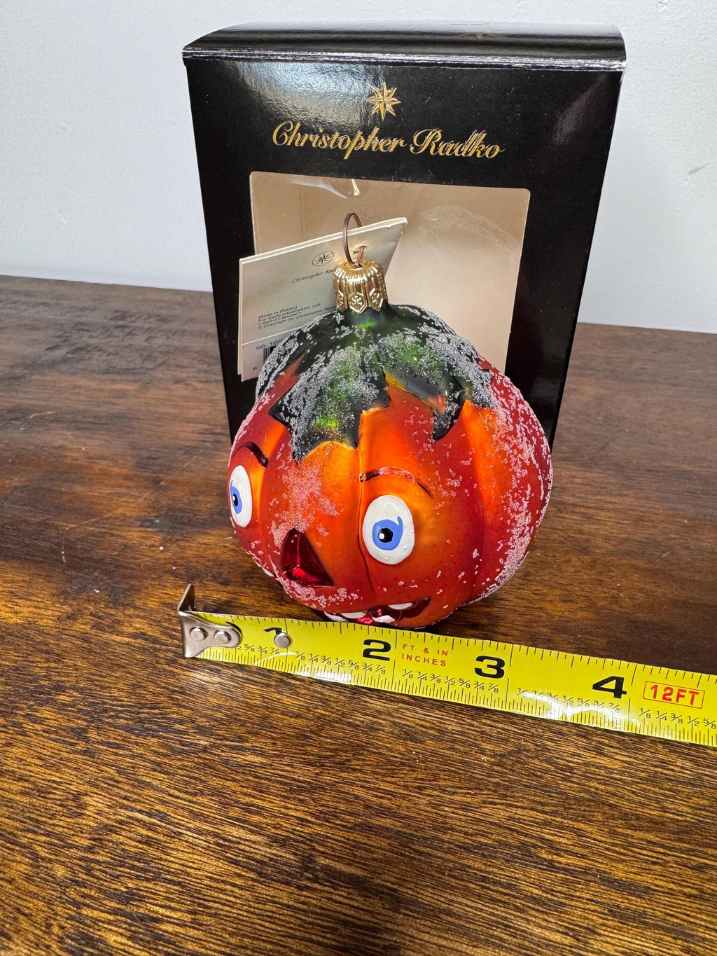 Vintage Christopher Radko Frosted Jack o Lantern Ornament w/ Original Tag and box