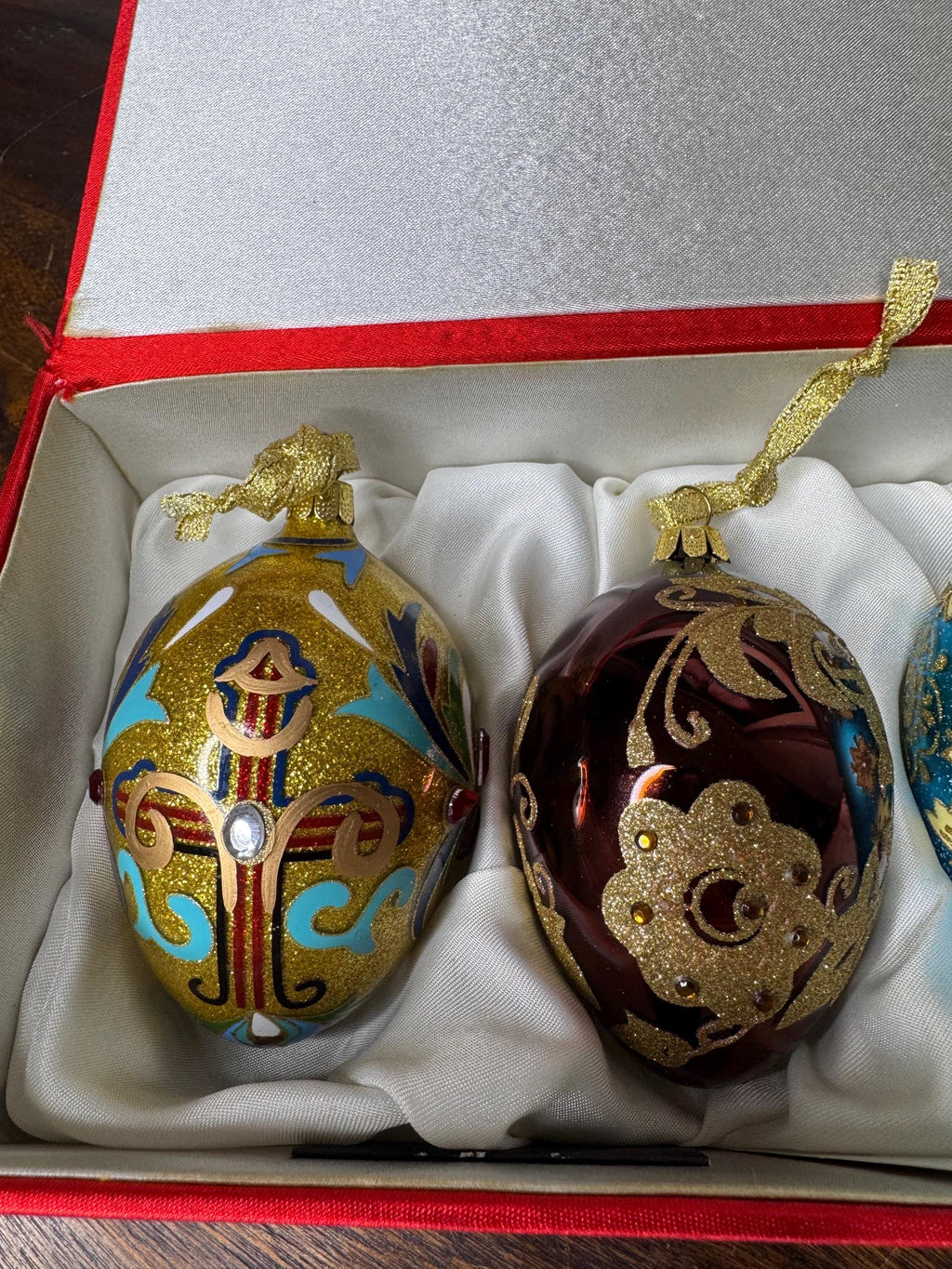 Set of 4 Joan Rivers Christmas Faberge Inspired Eggs w/ Original Case