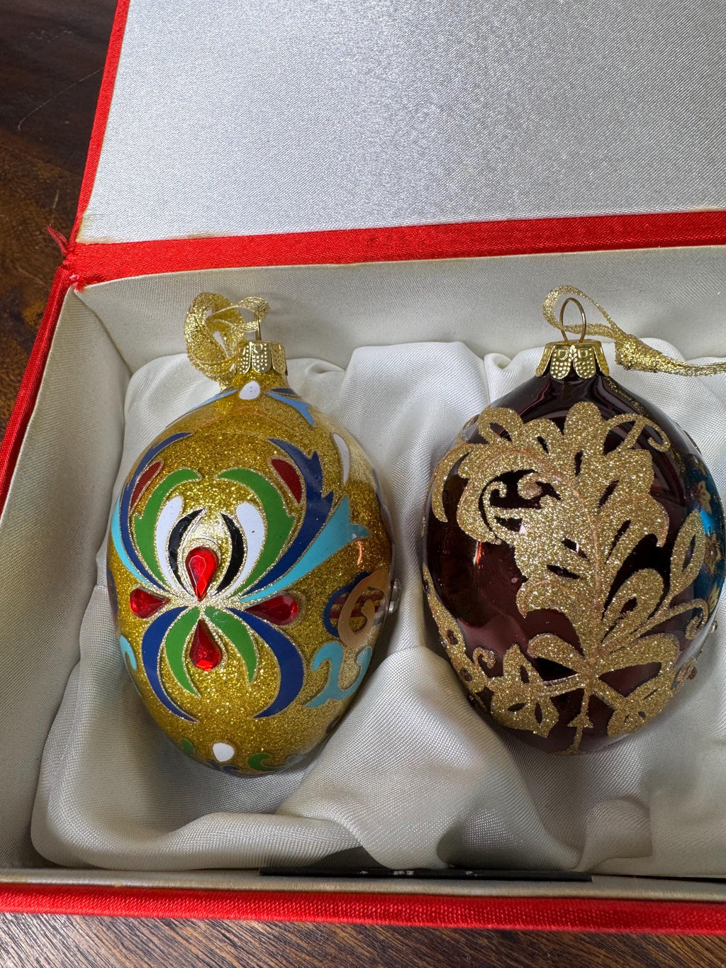 Set of 4 Joan Rivers Christmas Faberge Inspired Eggs w/ Original Case