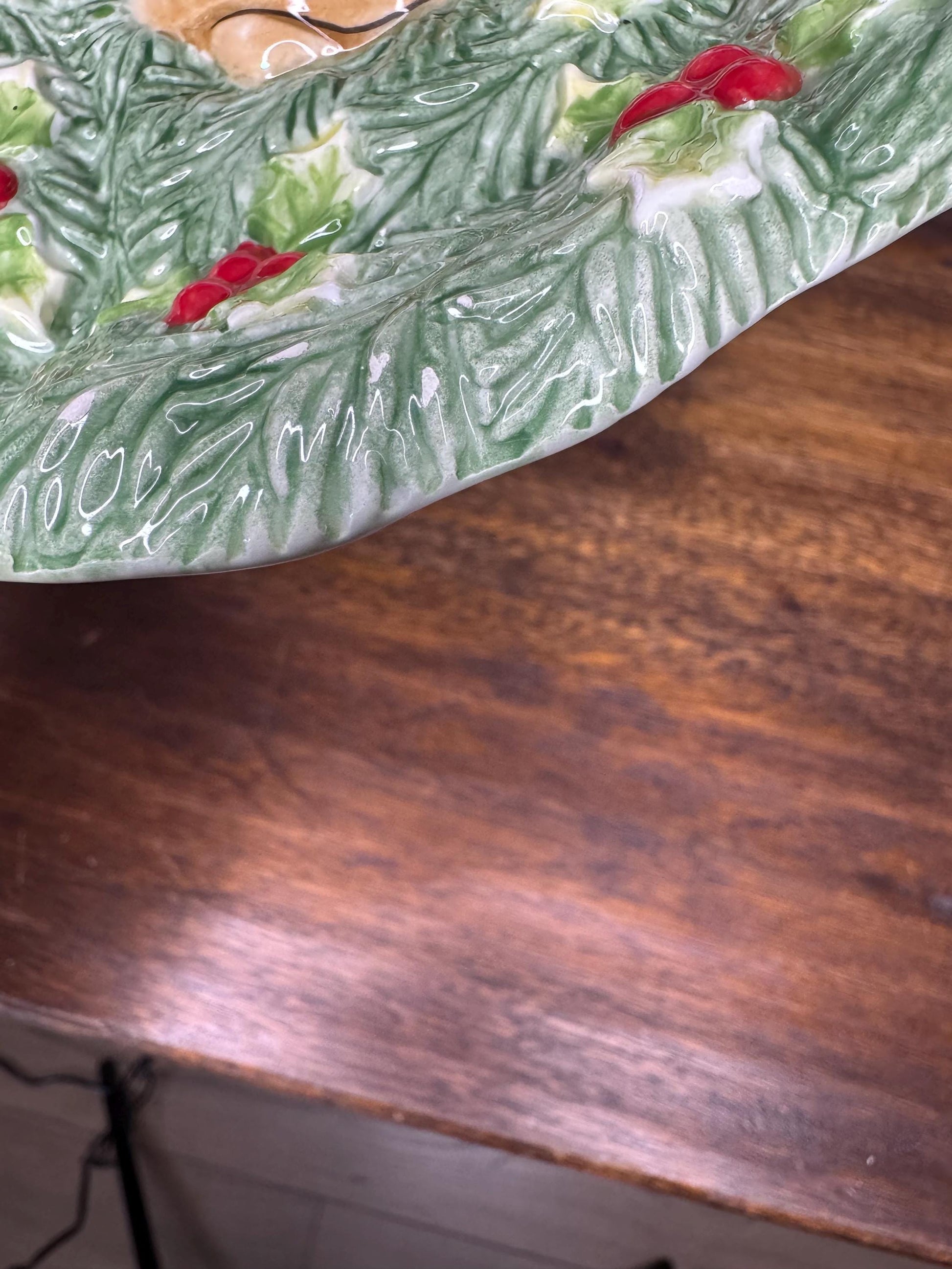 Fitz and Floyd Santa and Reindeer Cookie Plate