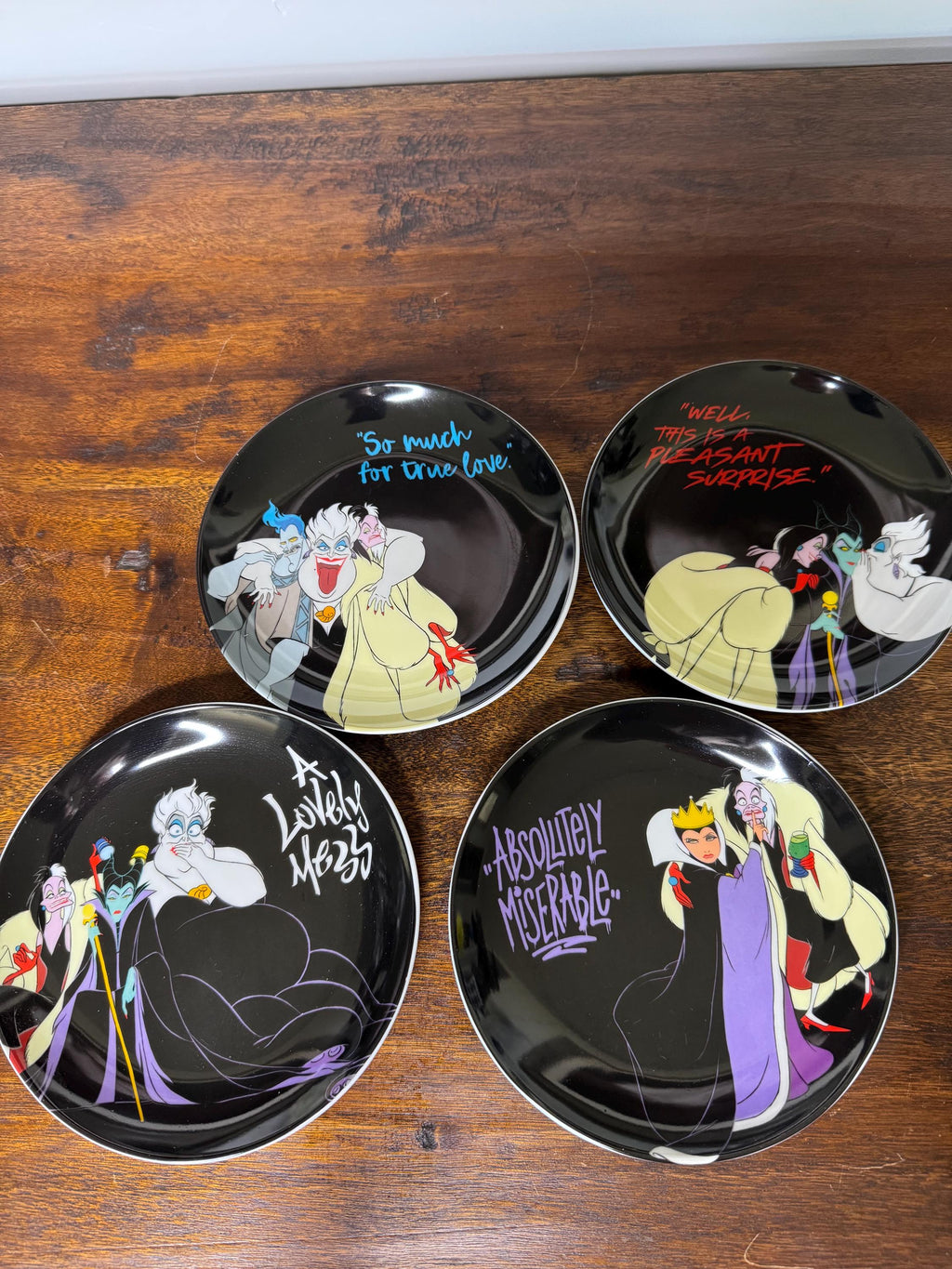 Set of 4 Disney Villian Ceramic Appetizer Plates