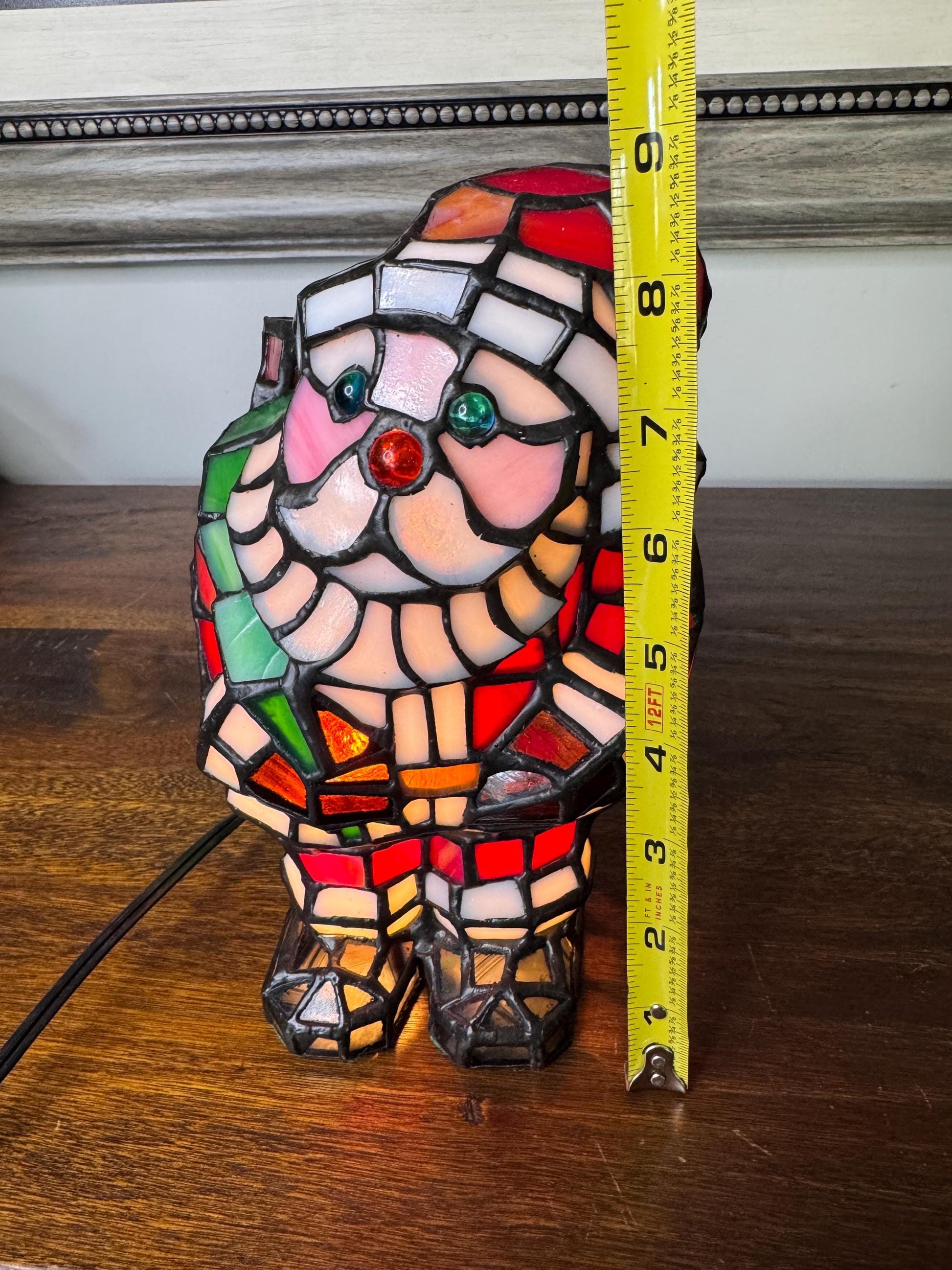 Vintage Meyada Tiffany Mosaic Santa Tablelamp