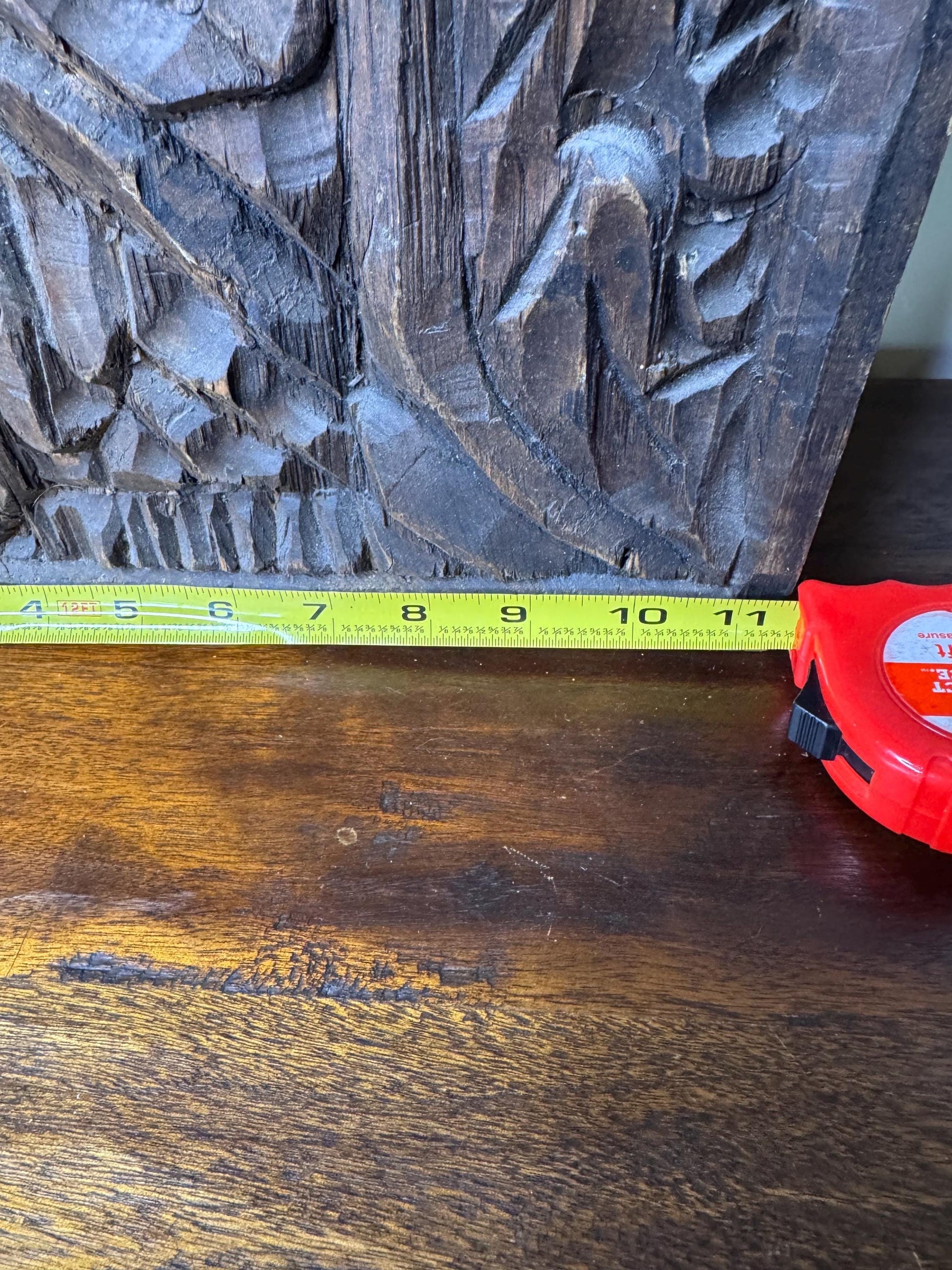 Gorgeous Heraldic Style Hand Carved Solid Wood Wall Hanging