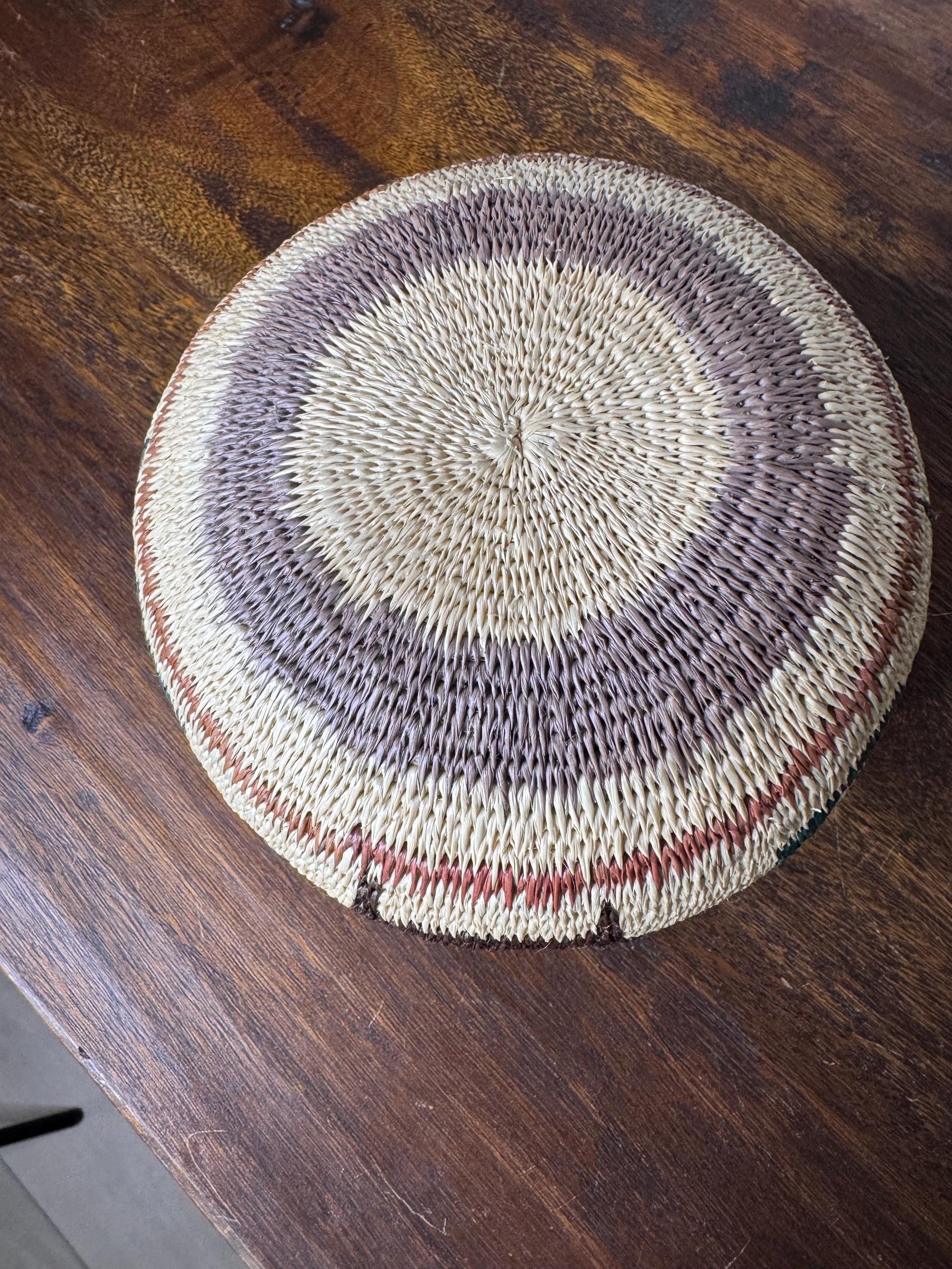 Colorful Hand Woven Bowl/ Origin Unknown