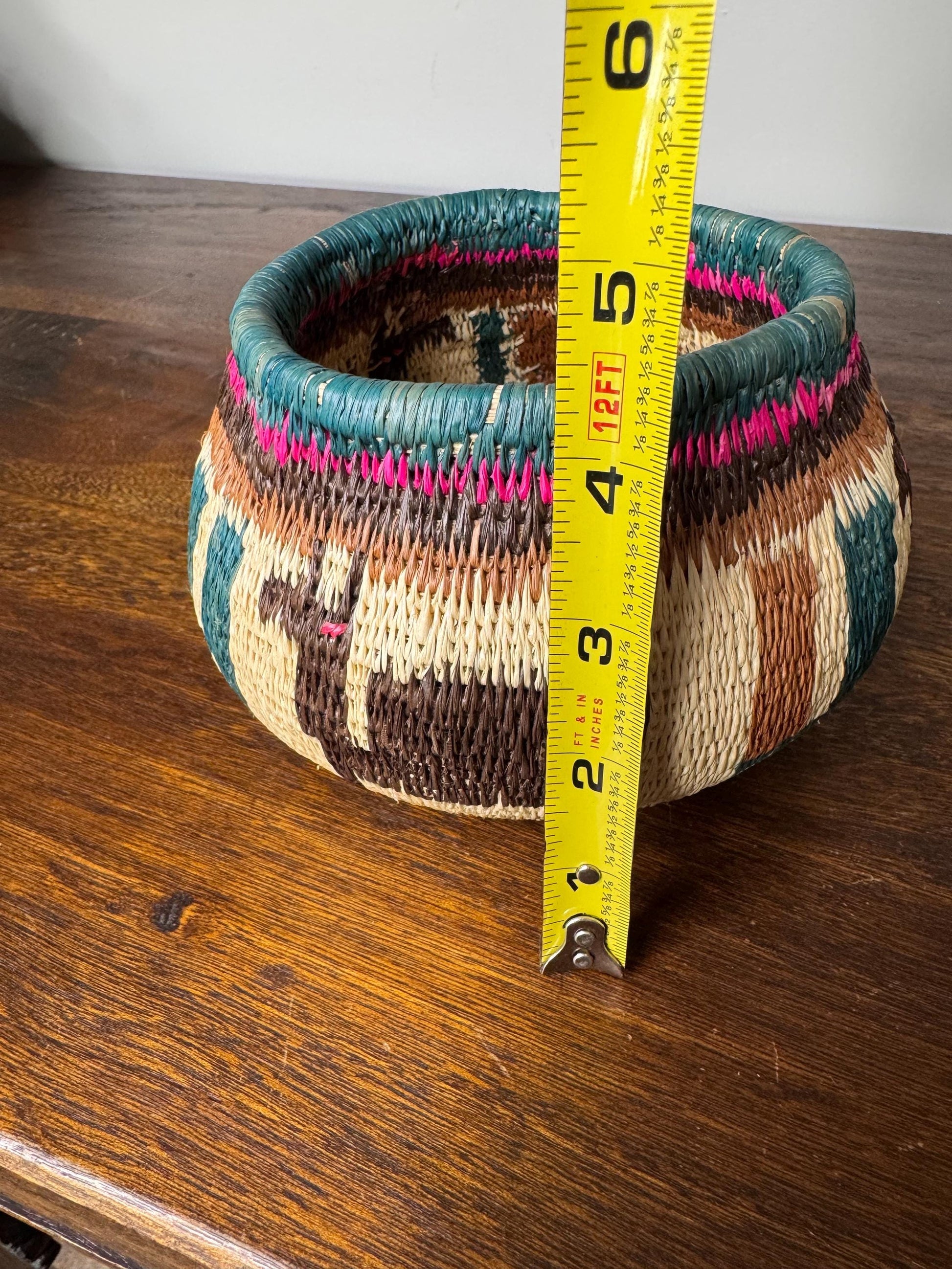 Colorful Hand Woven Bowl/ Origin Unknown