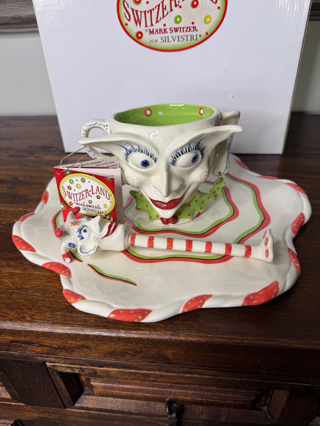 Mark Switzer Switzer-Land for Silvestri Christmas Jester Chip and Dip Set w/ Original Packaging and Tag.