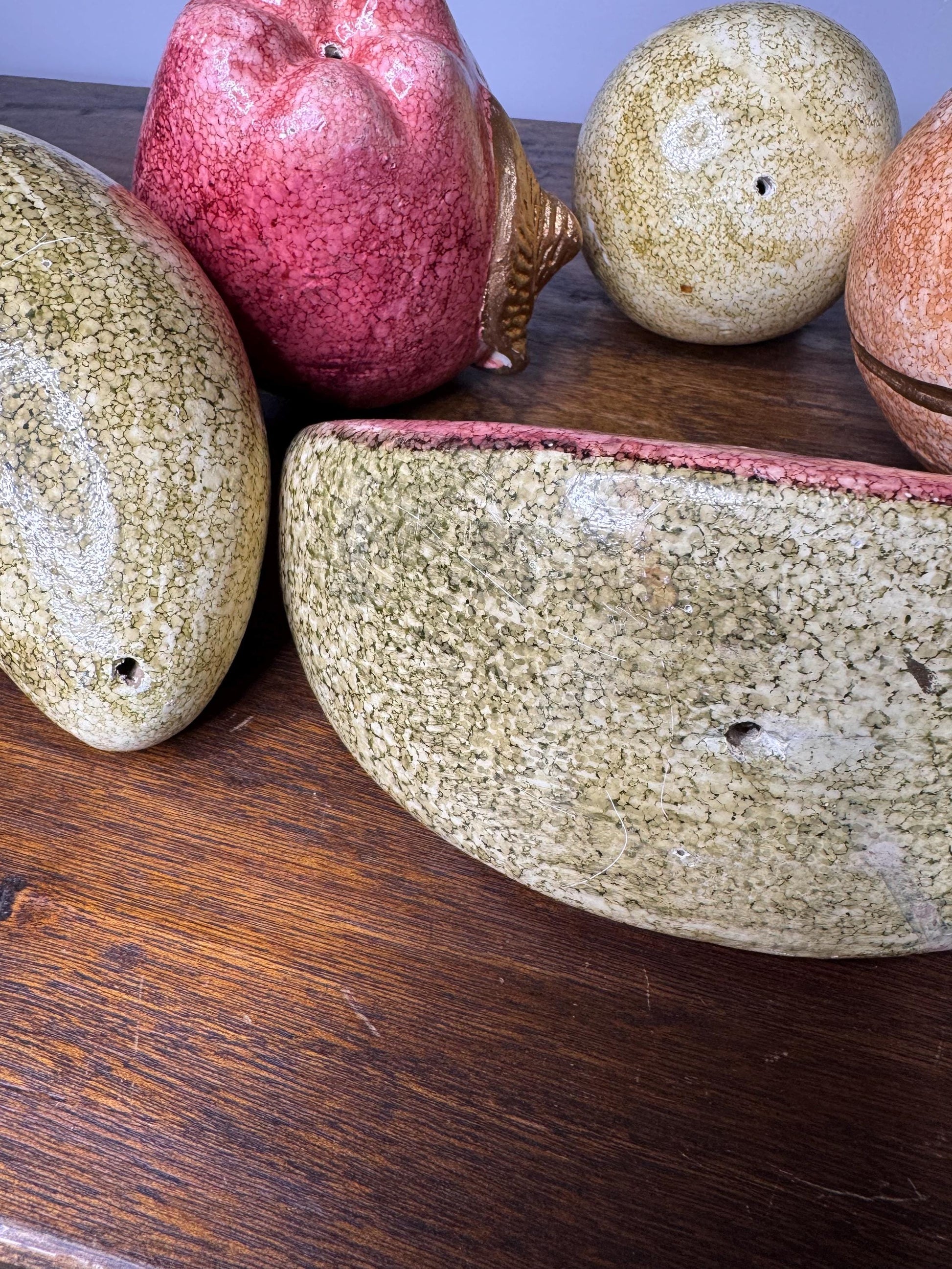 Vintage Large Ceramic Fruit w/ Brass Accents
