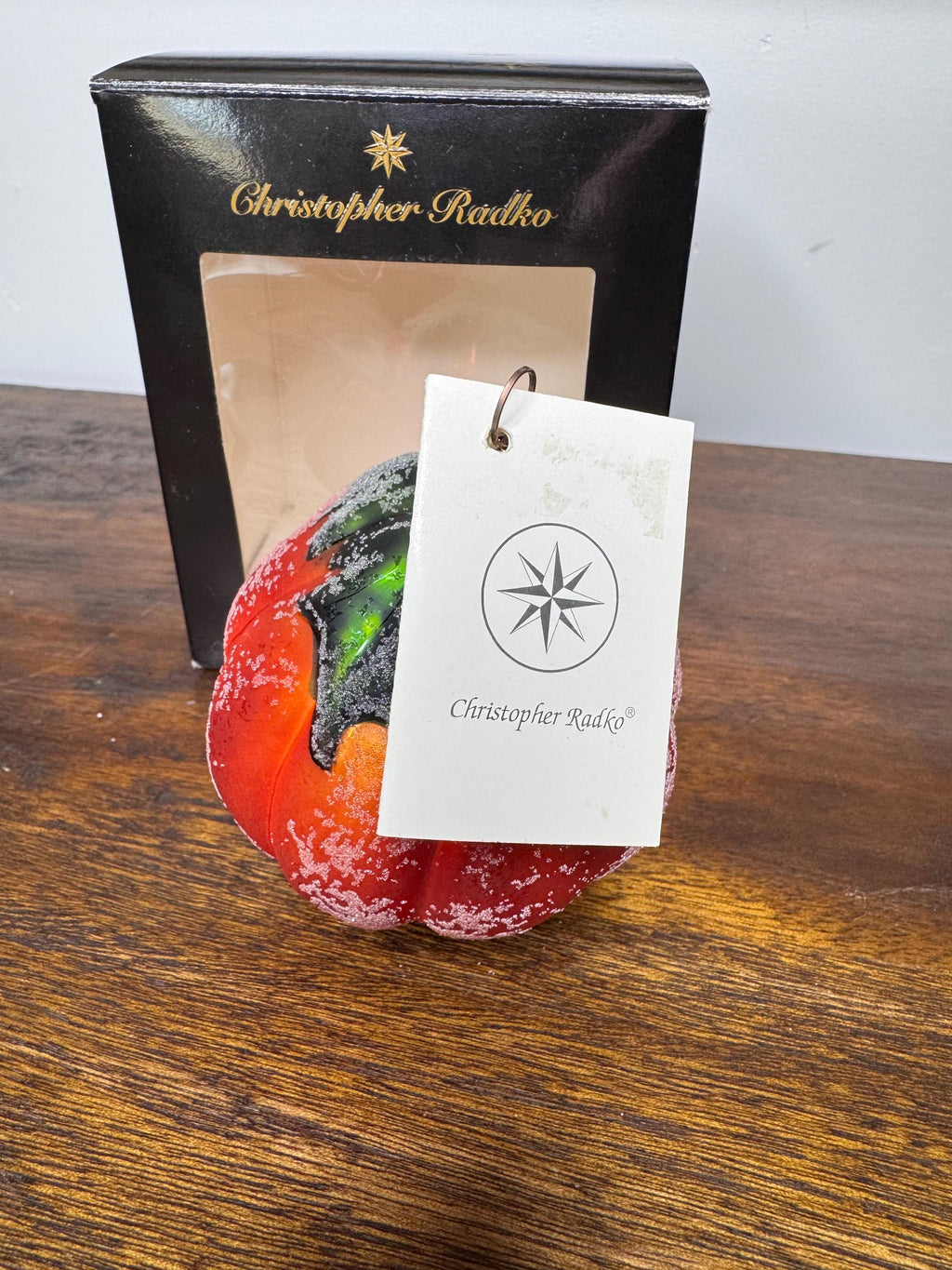 Vintage Christopher Radko Frosted Jack o Lantern Ornament w/ Original Tag and box