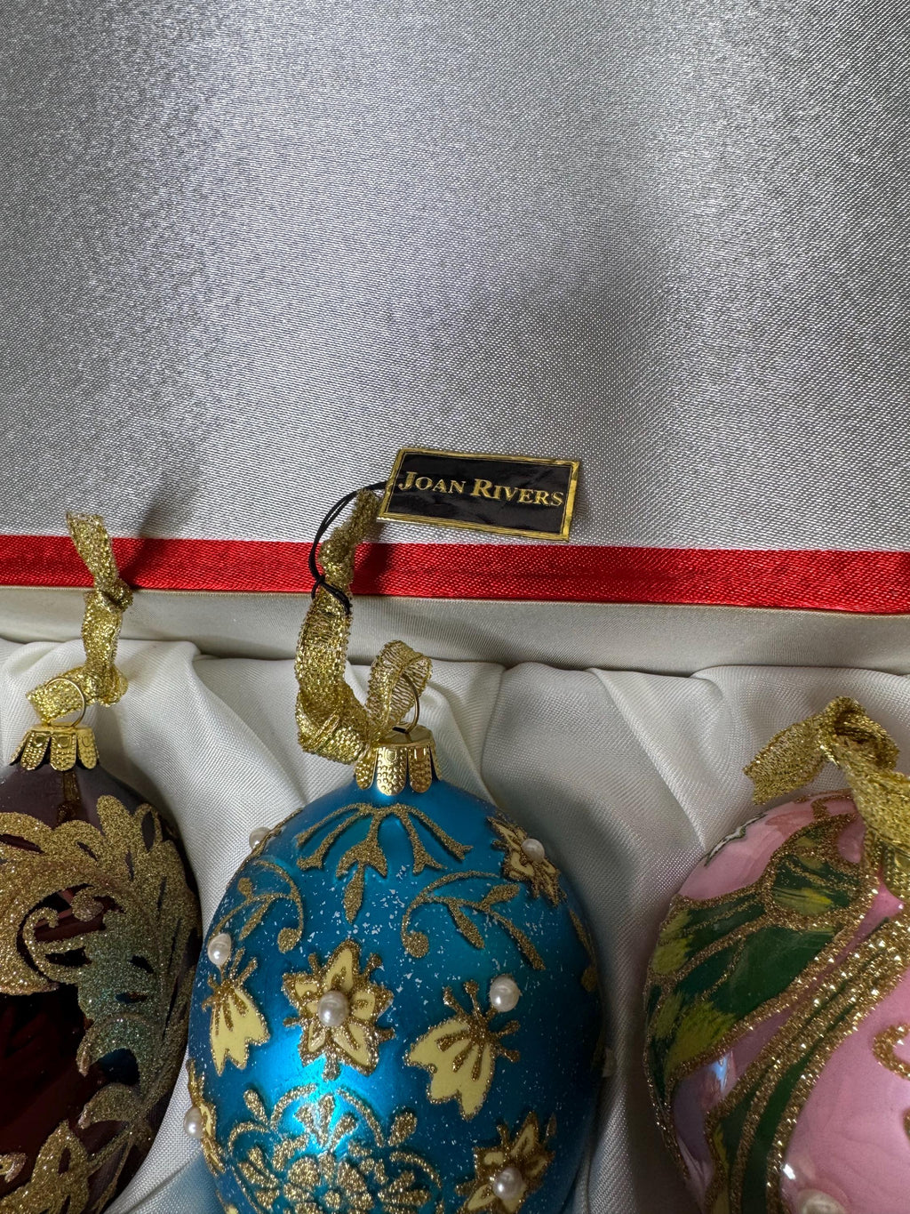 Set of 4 Joan Rivers Christmas Faberge Inspired Eggs w/ Original Case