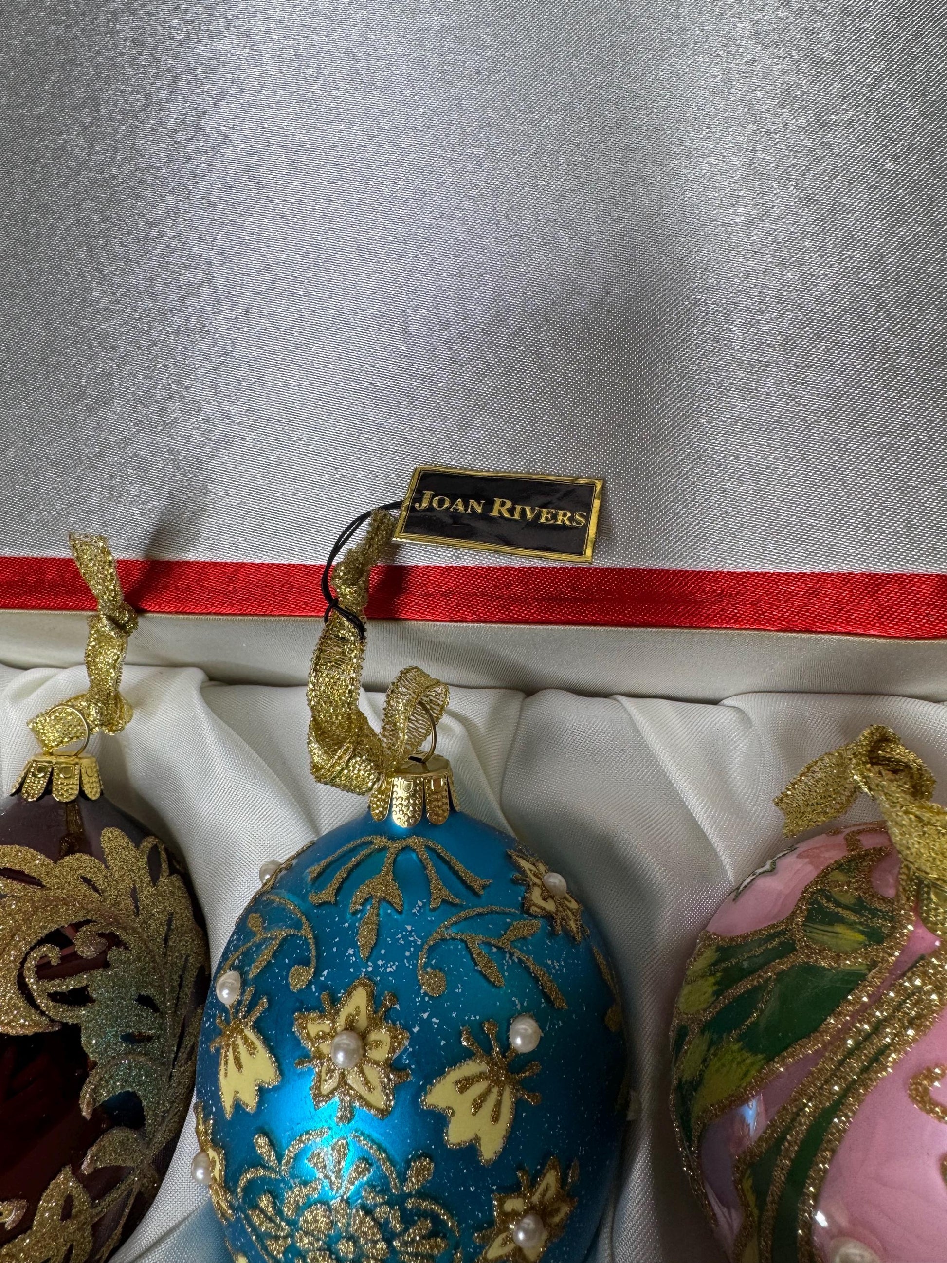 Set of 4 Joan Rivers Christmas Faberge Inspired Eggs w/ Original Case