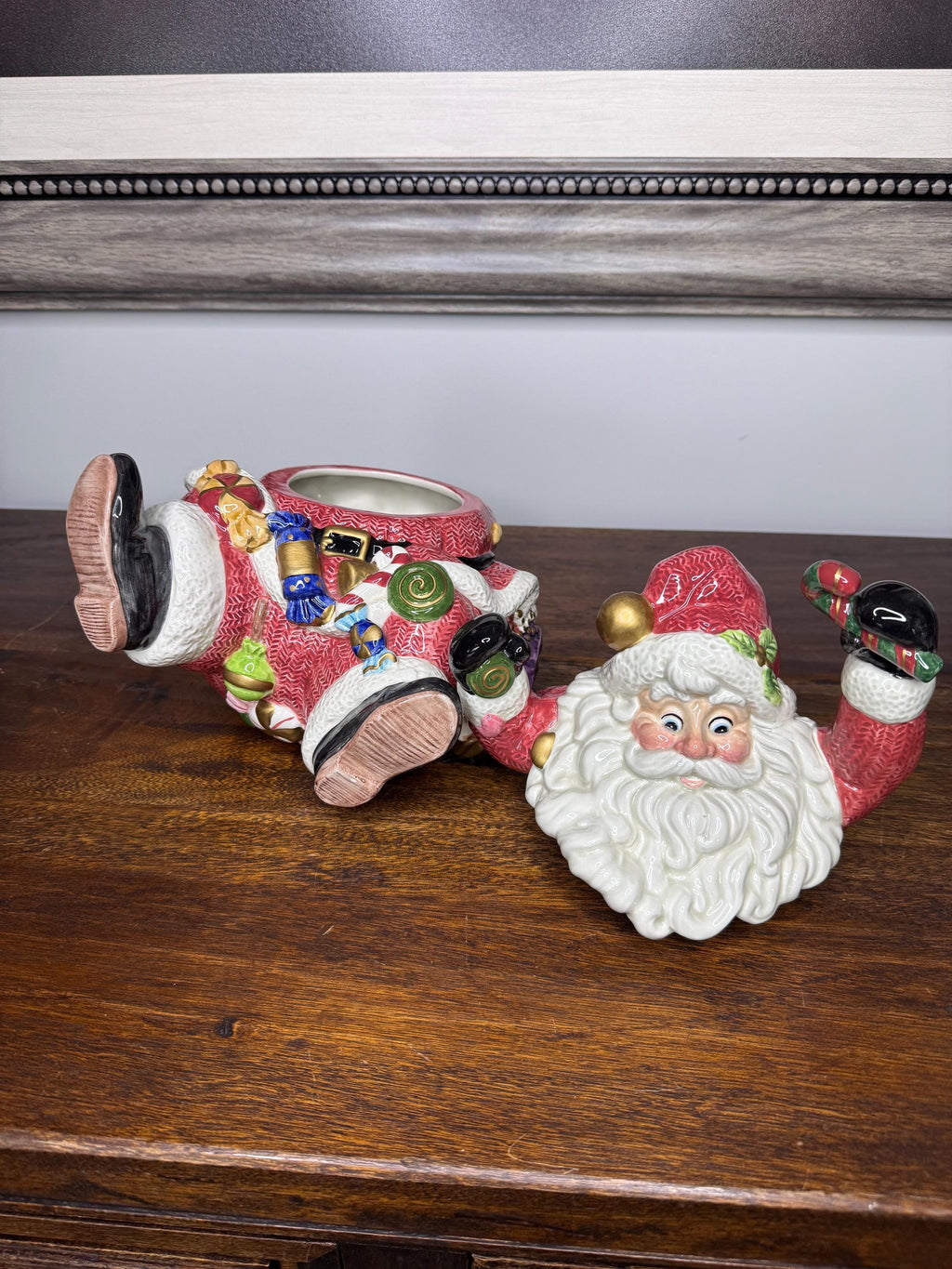 Vintage 1996 Fitz and Floyd Sugar Plum Christmas Merry and Bright Santa Cookie Jar