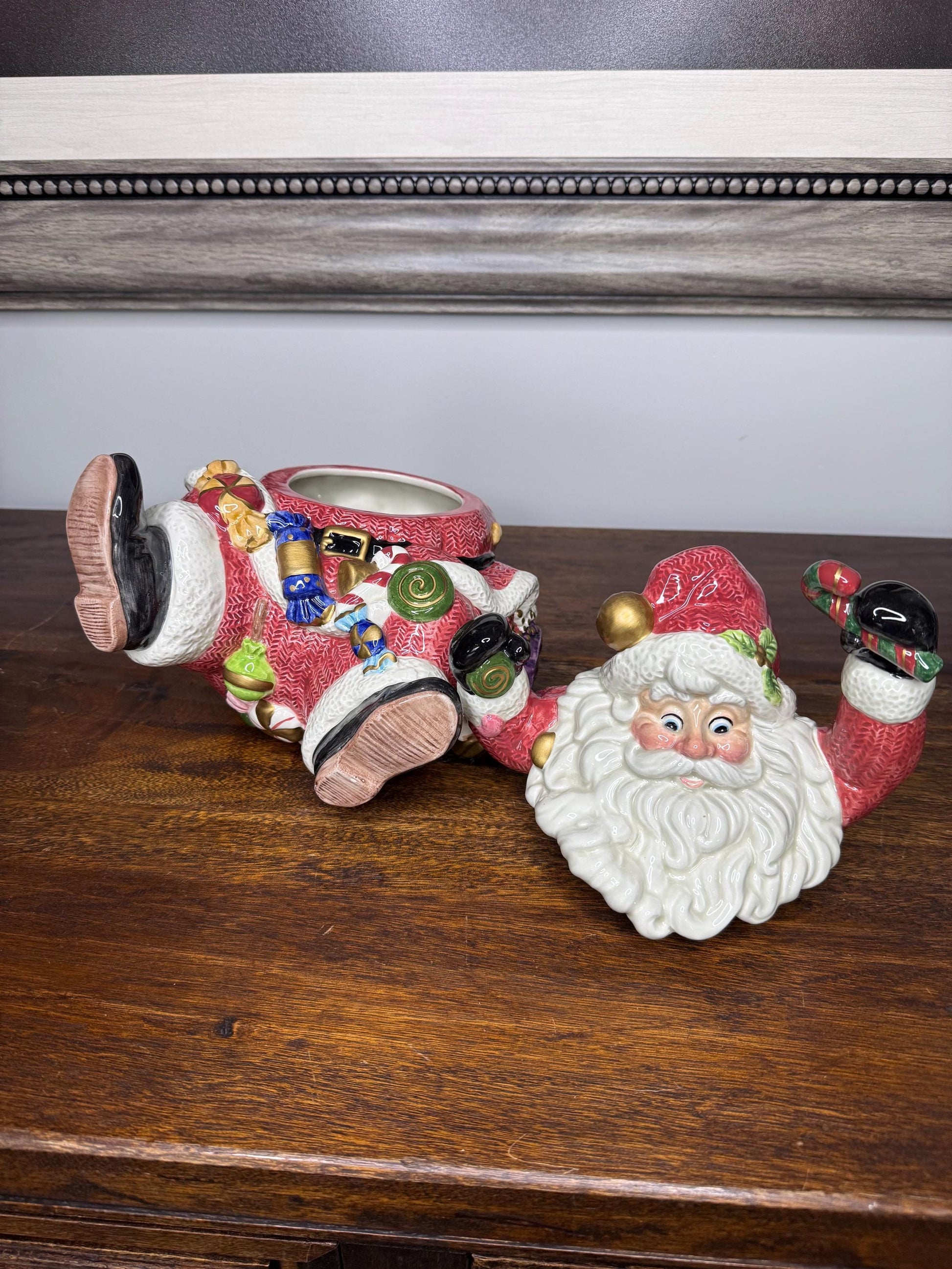 Vintage 1996 Fitz and Floyd Sugar Plum Christmas Merry and Bright Santa Cookie Jar