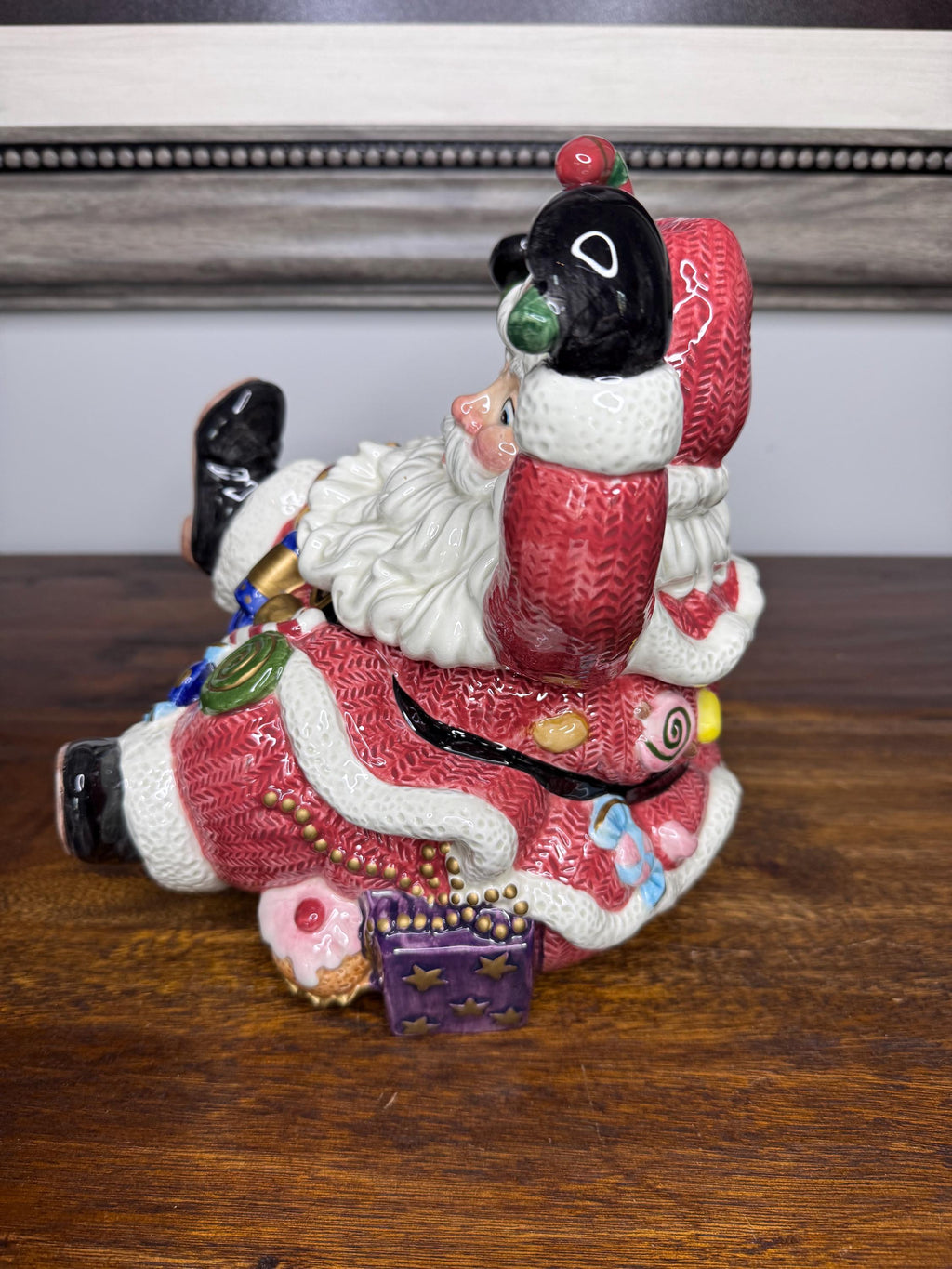 Vintage 1996 Fitz and Floyd Sugar Plum Christmas Merry and Bright Santa Cookie Jar