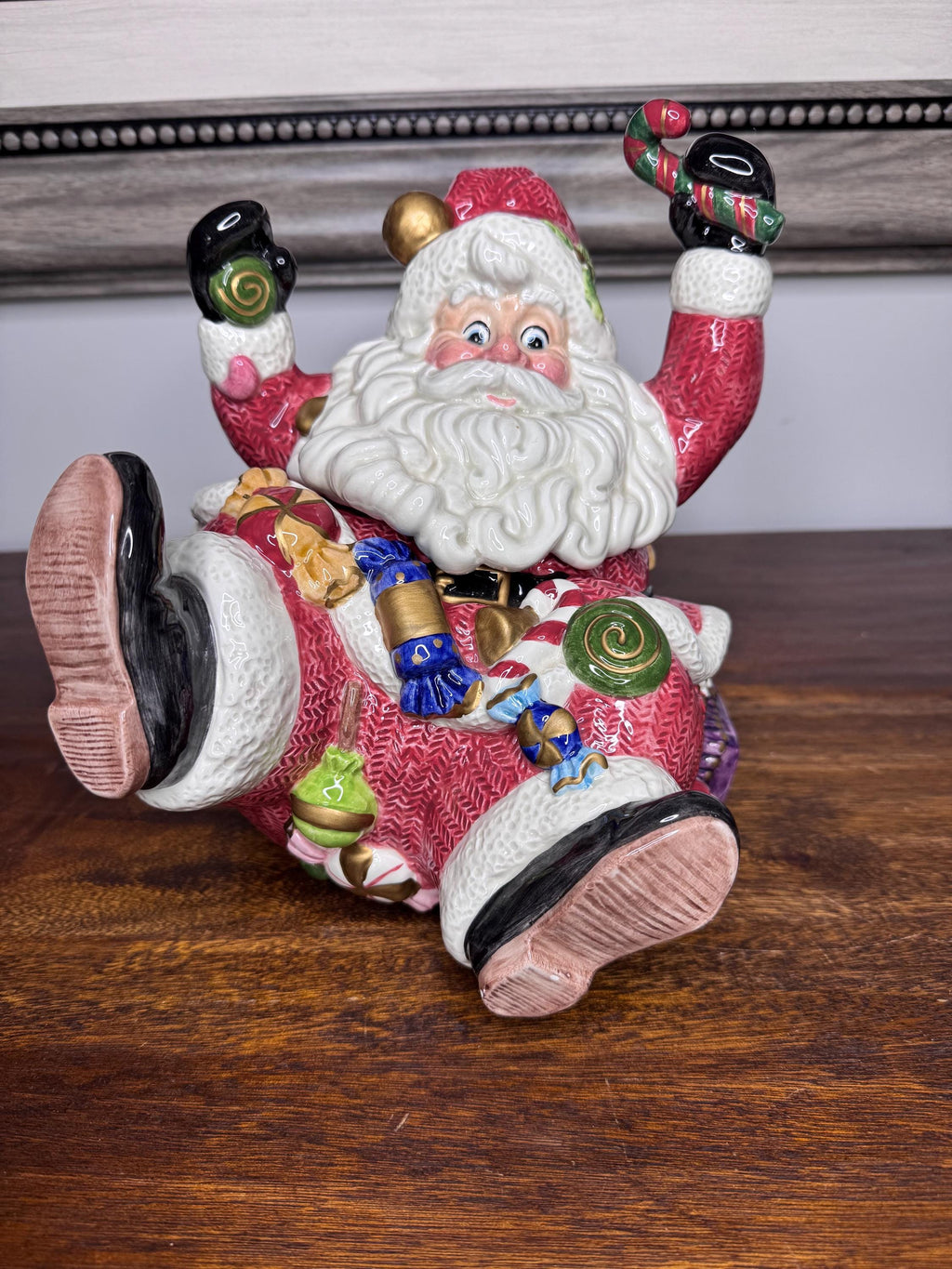 Vintage 1996 Fitz and Floyd Sugar Plum Christmas Merry and Bright Santa Cookie Jar