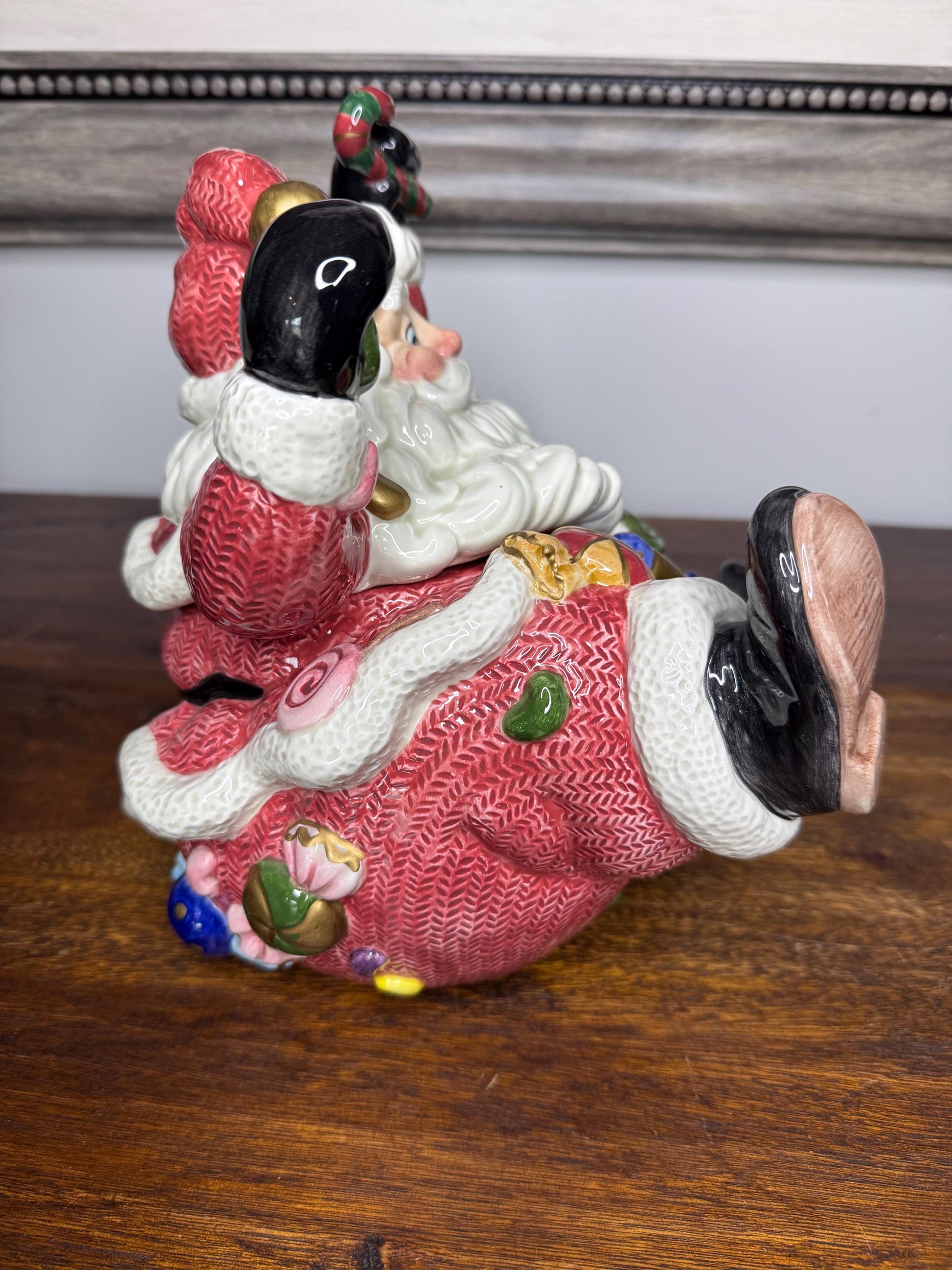 Vintage 1996 Fitz and Floyd Sugar Plum Christmas Merry and Bright Santa Cookie Jar