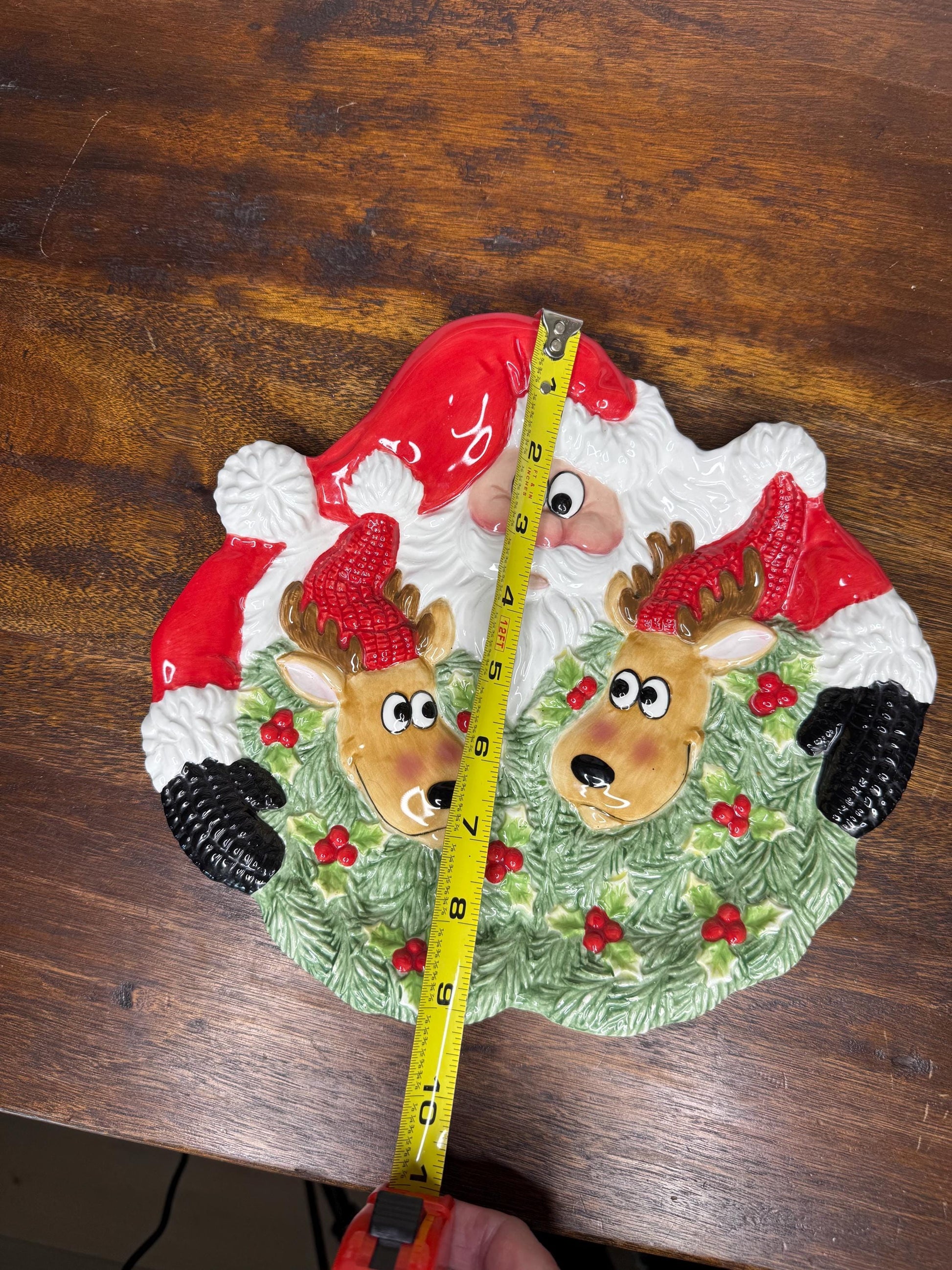 Fitz and Floyd Santa and Reindeer Cookie Plate