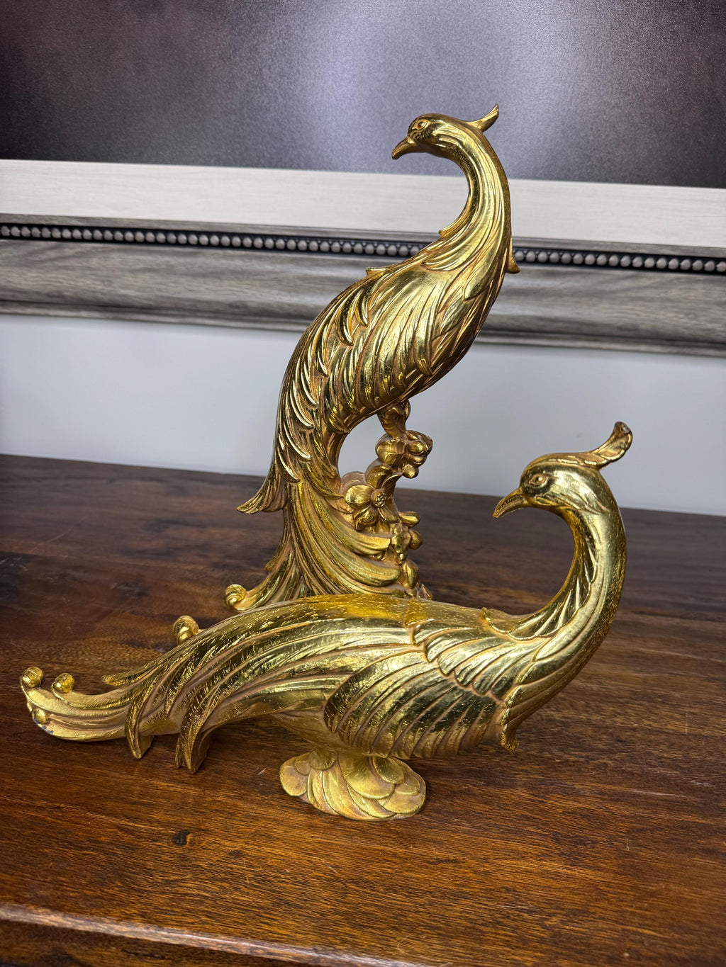 Vintage Set of MCM Syroco Gold Toned Peacocks