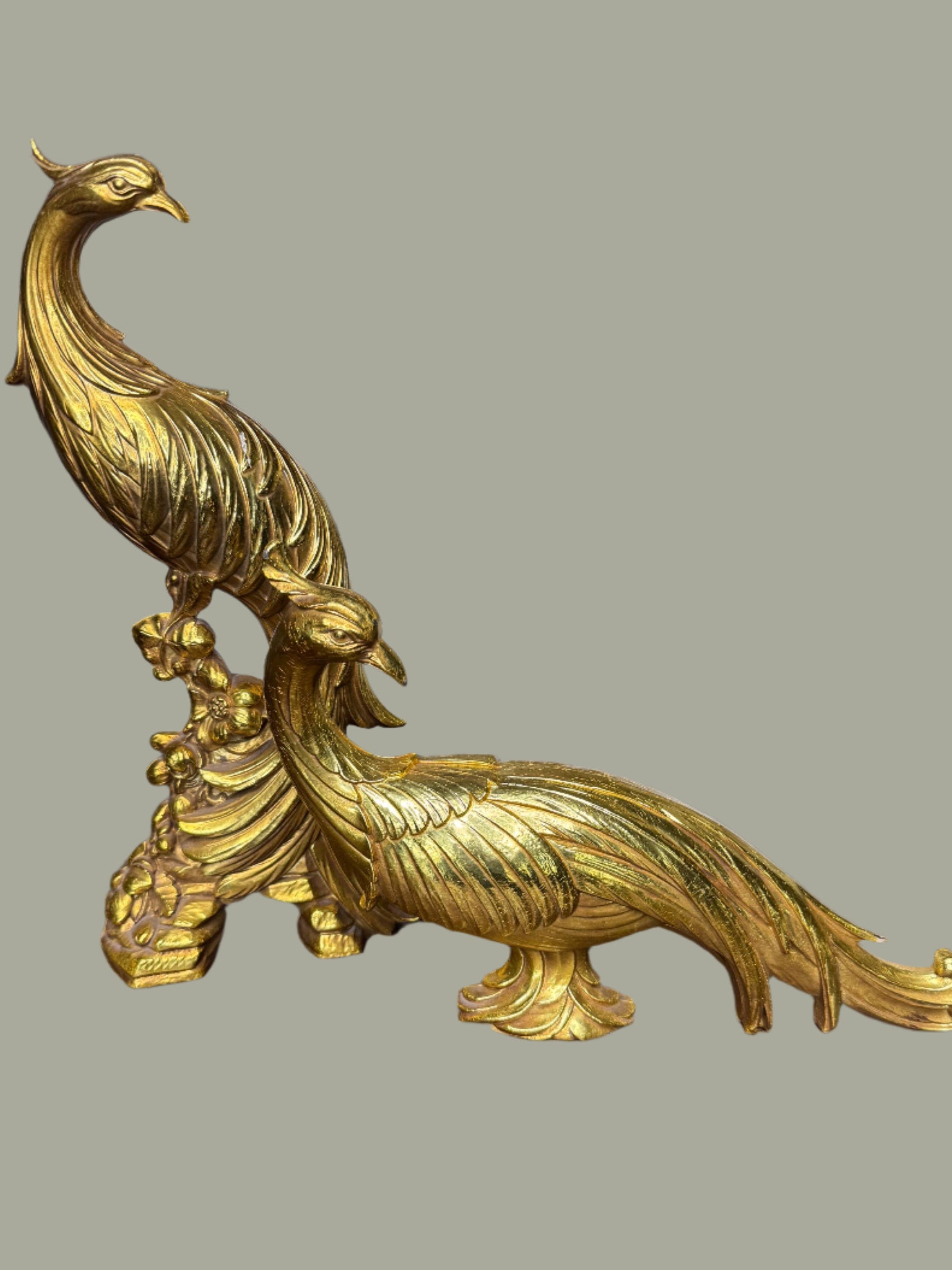 Vintage Set of MCM Syroco Gold Toned Peacocks