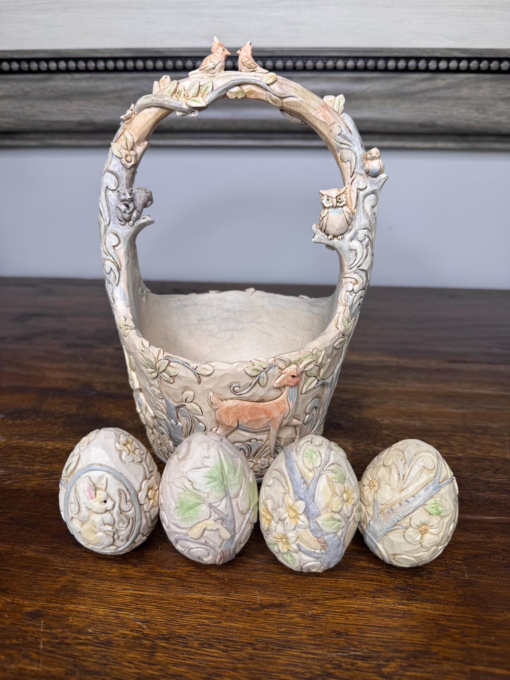 Jim Shore Heartwood Creek Woodland Easter Basket